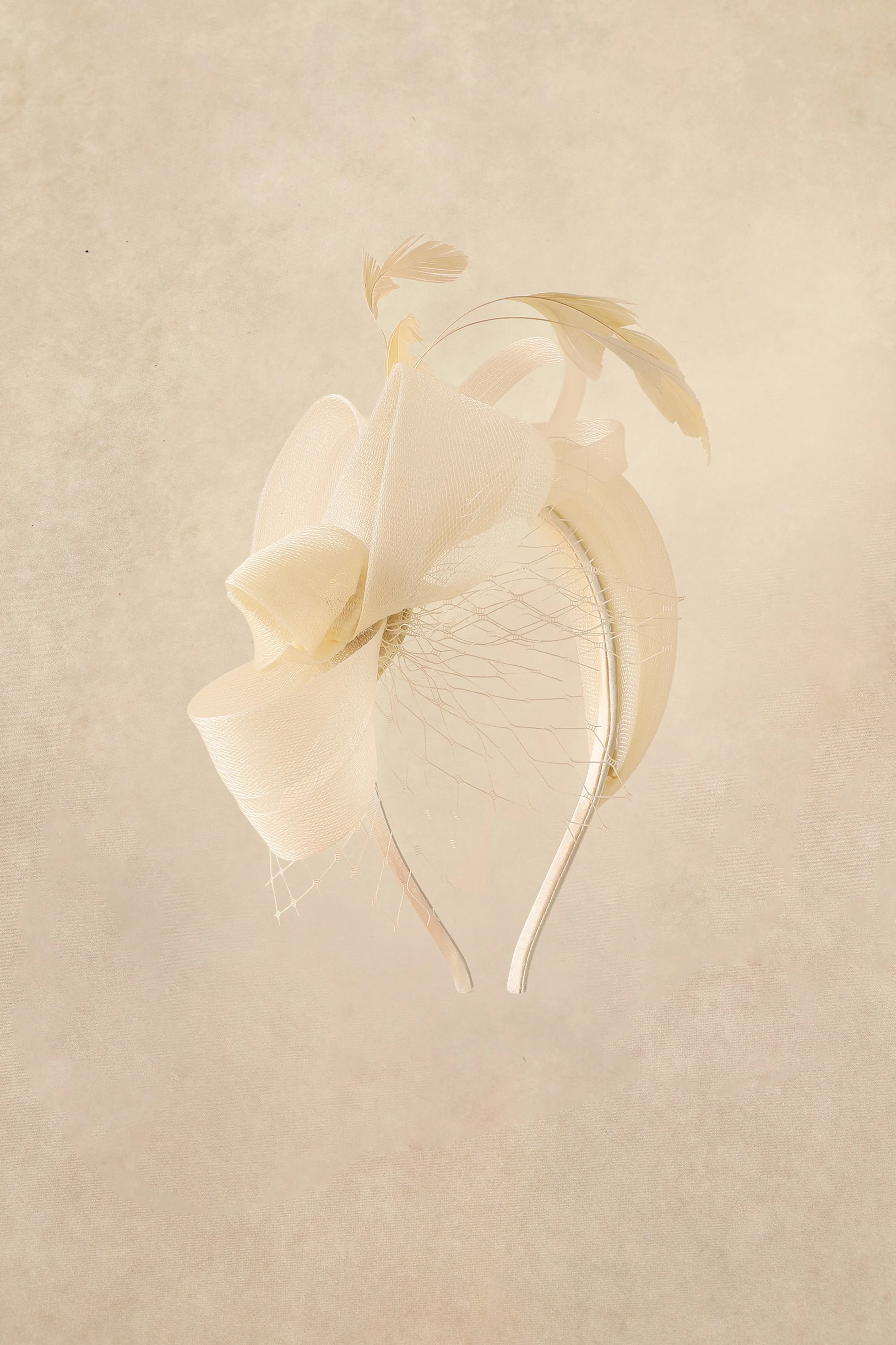 Romantic Tulle Veil Feather Fascinator sold by BABEYOND