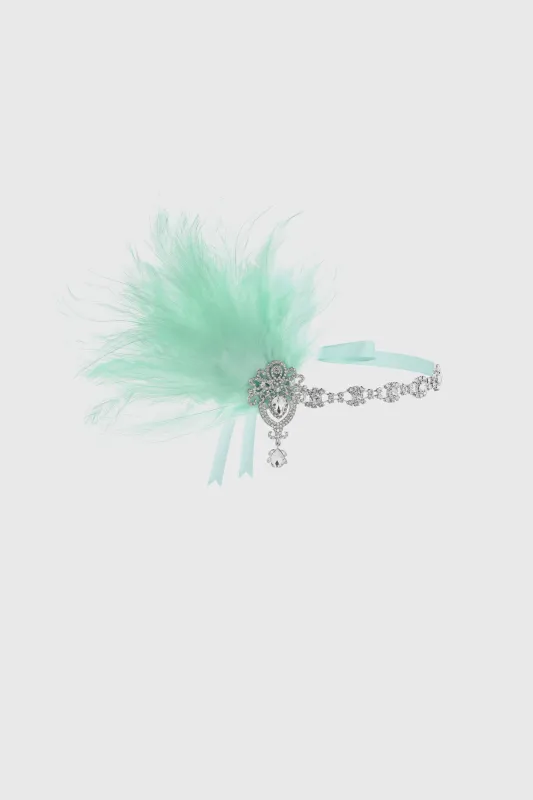 Vintage Teardrop Crystal Chain Feather Headpiece made by BABEYOND