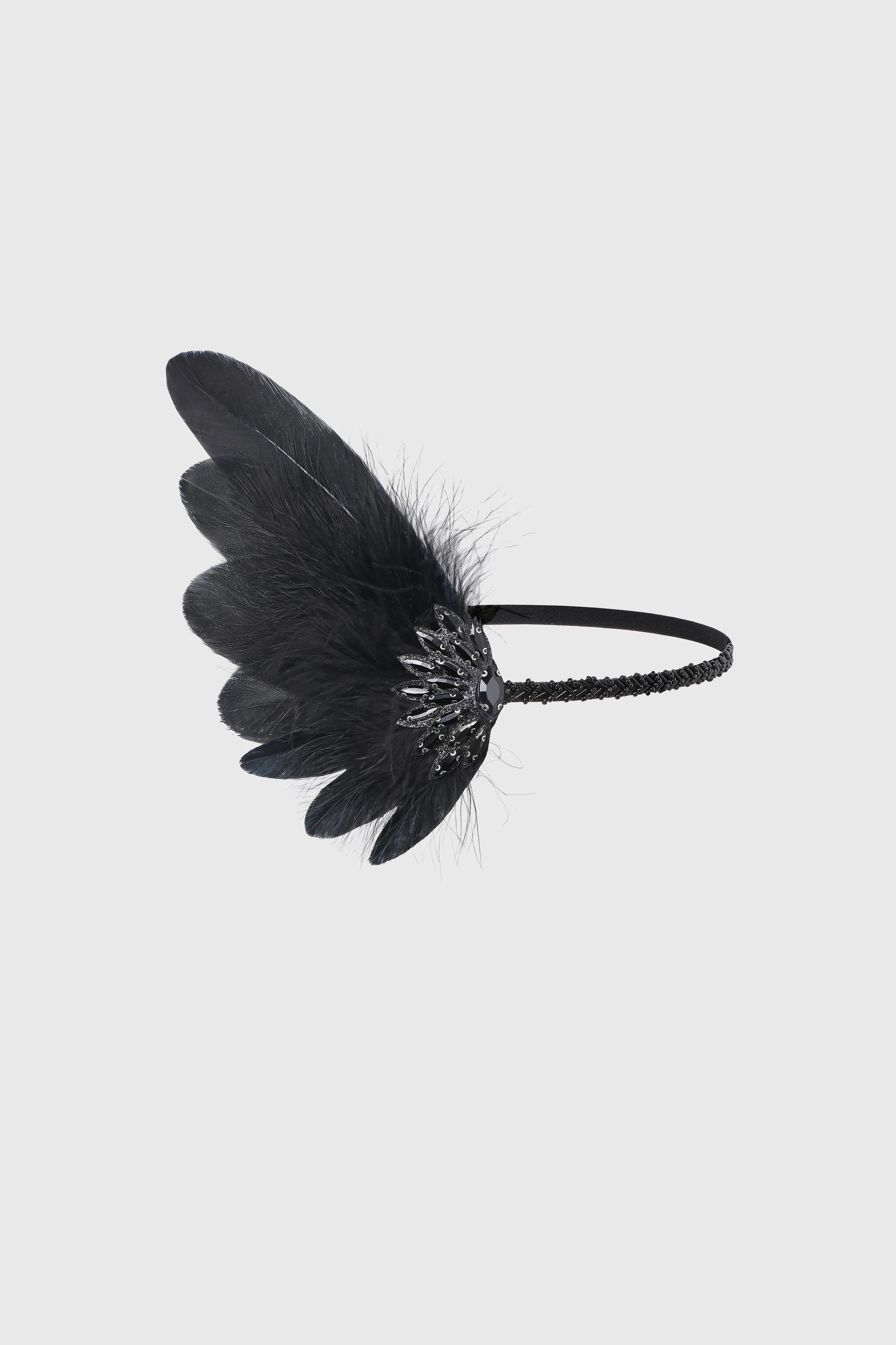 Delicate Fan-shaped Rhinestone Feather Headpiece sold by BABEYOND product image thumbnail 4