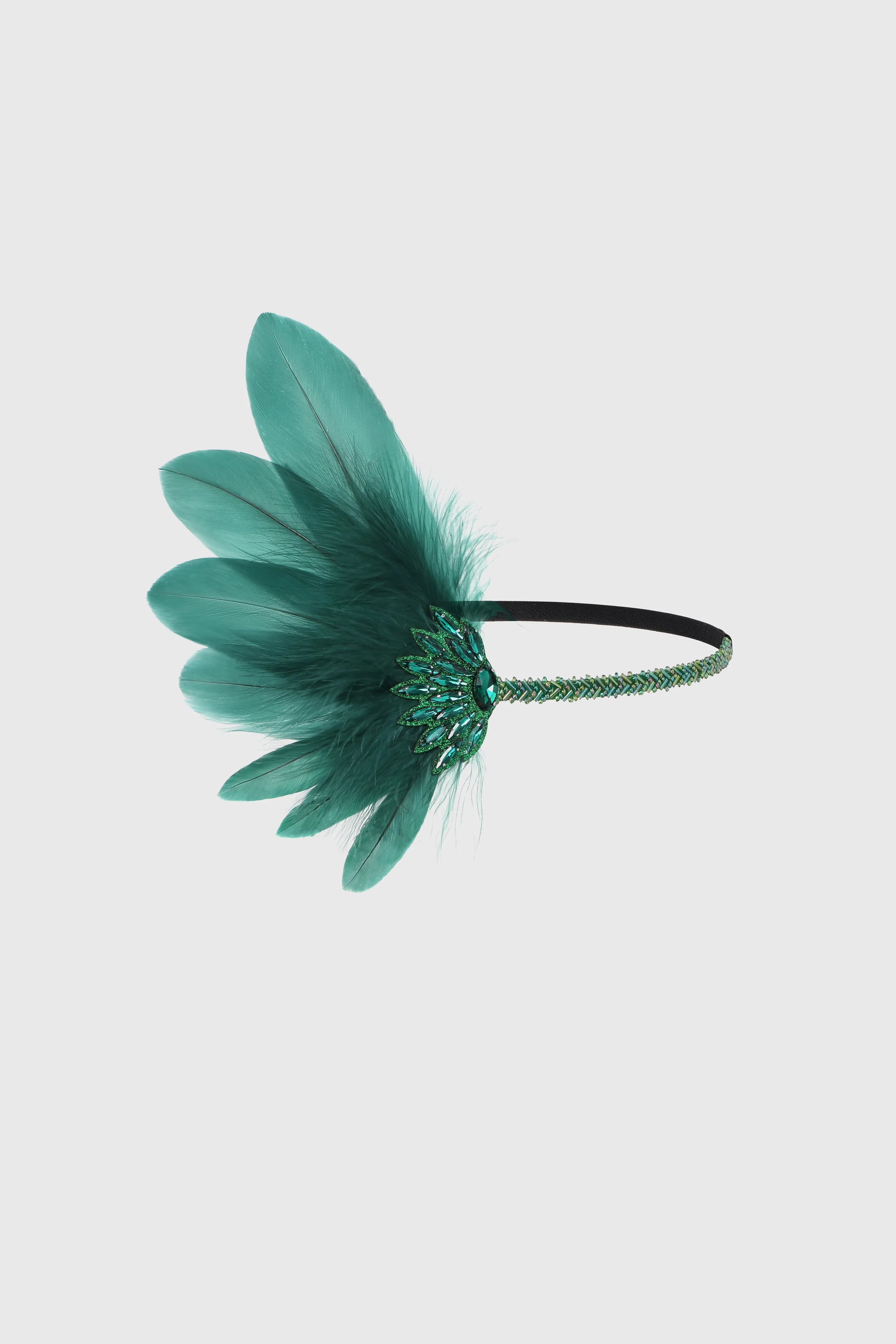 Delicate Fan-shaped Rhinestone Feather Headpiece sold by BABEYOND