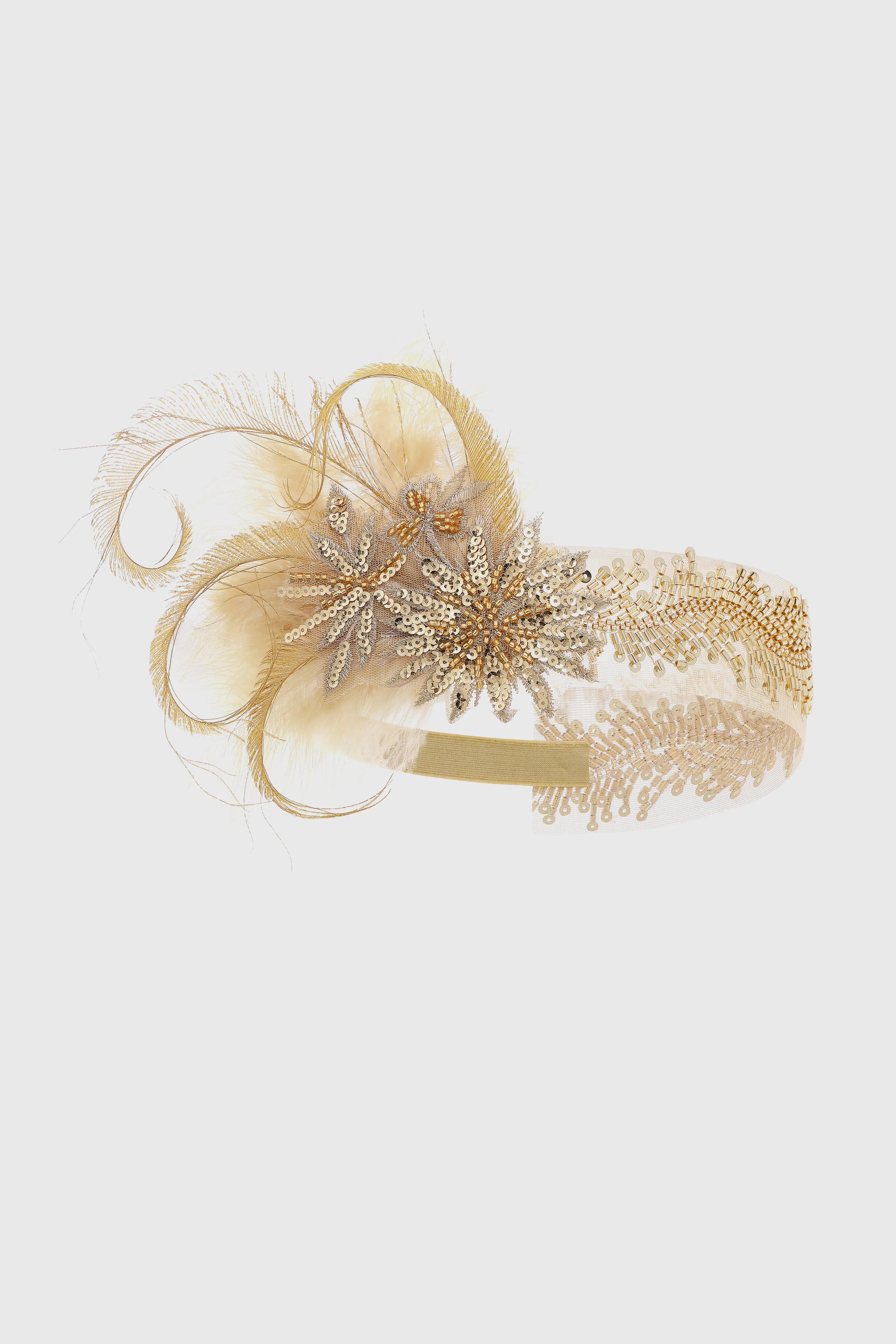 Vintage Beaded Floral Feather Headband sold by BABEYOND