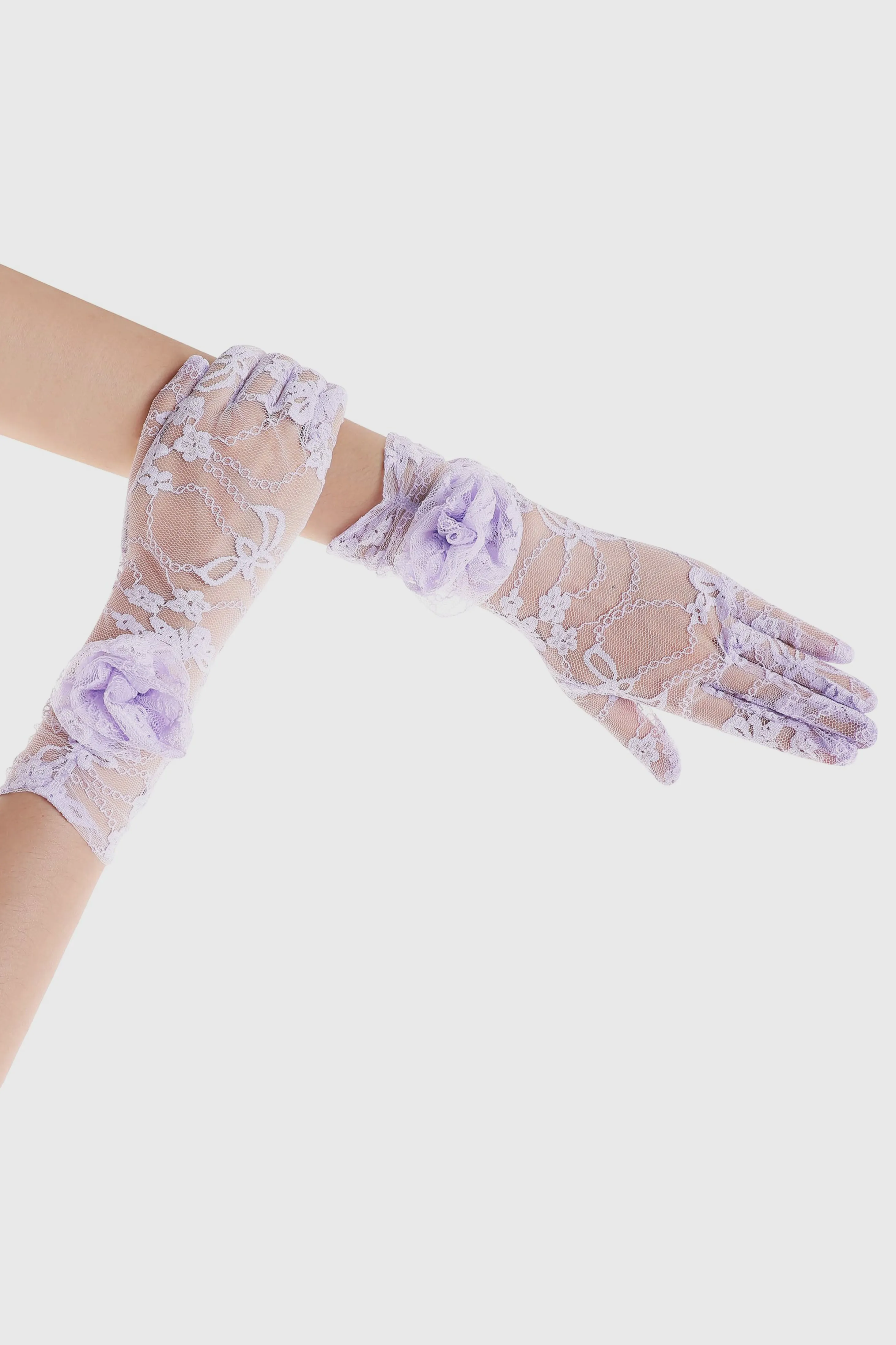 11.4" Stretchy Rose Floral Lace Gloves sold by BABEYOND product image thumbnail 5