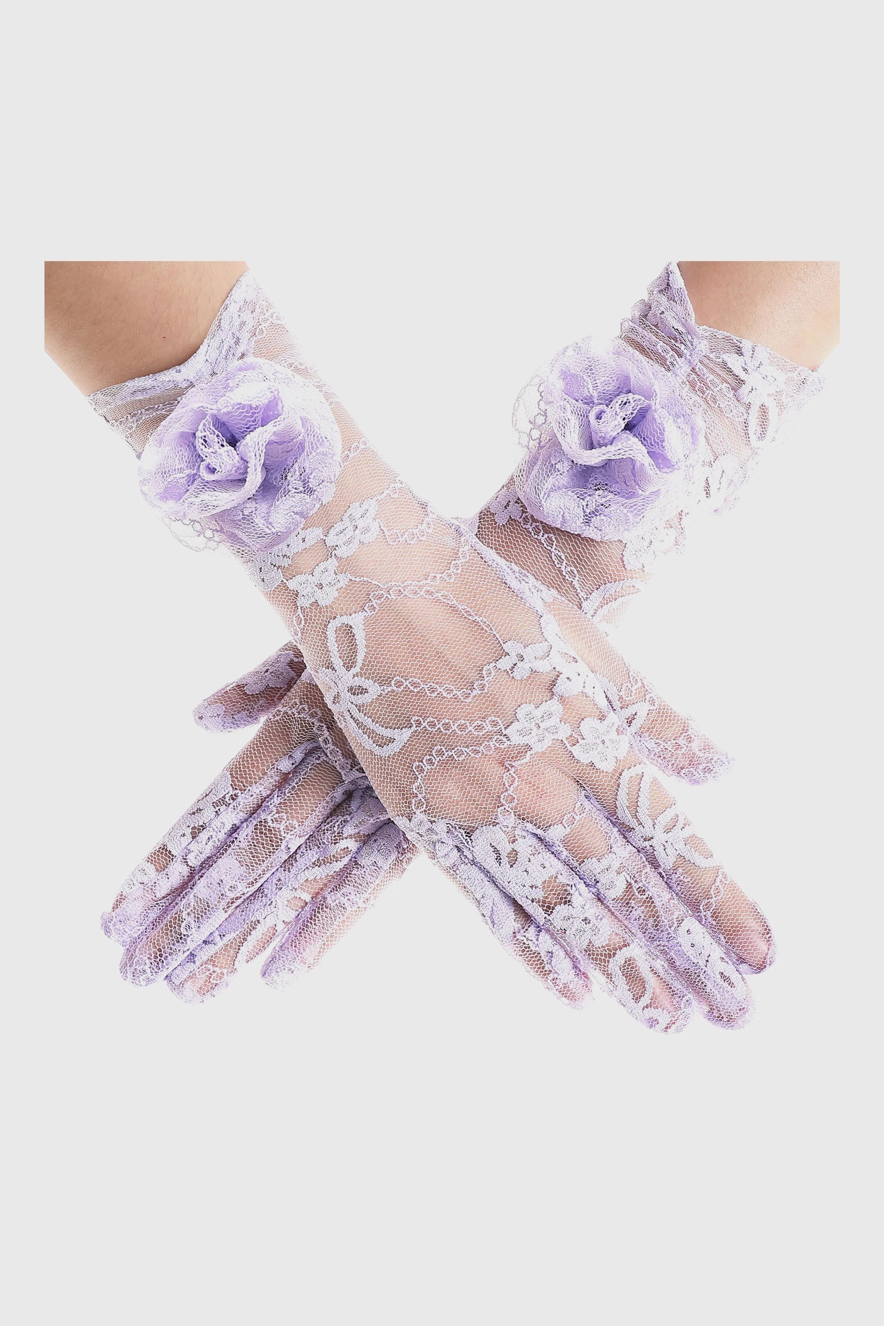 11.4" Stretchy Rose Floral Lace Gloves sold by BABEYOND product image thumbnail 4