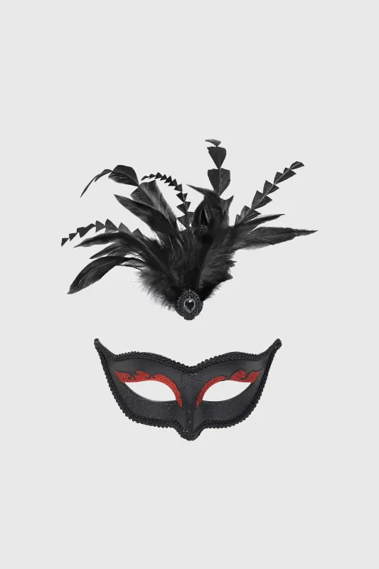 Elegant Feather Headpiece Masquerade Mask Set made by BABEYOND