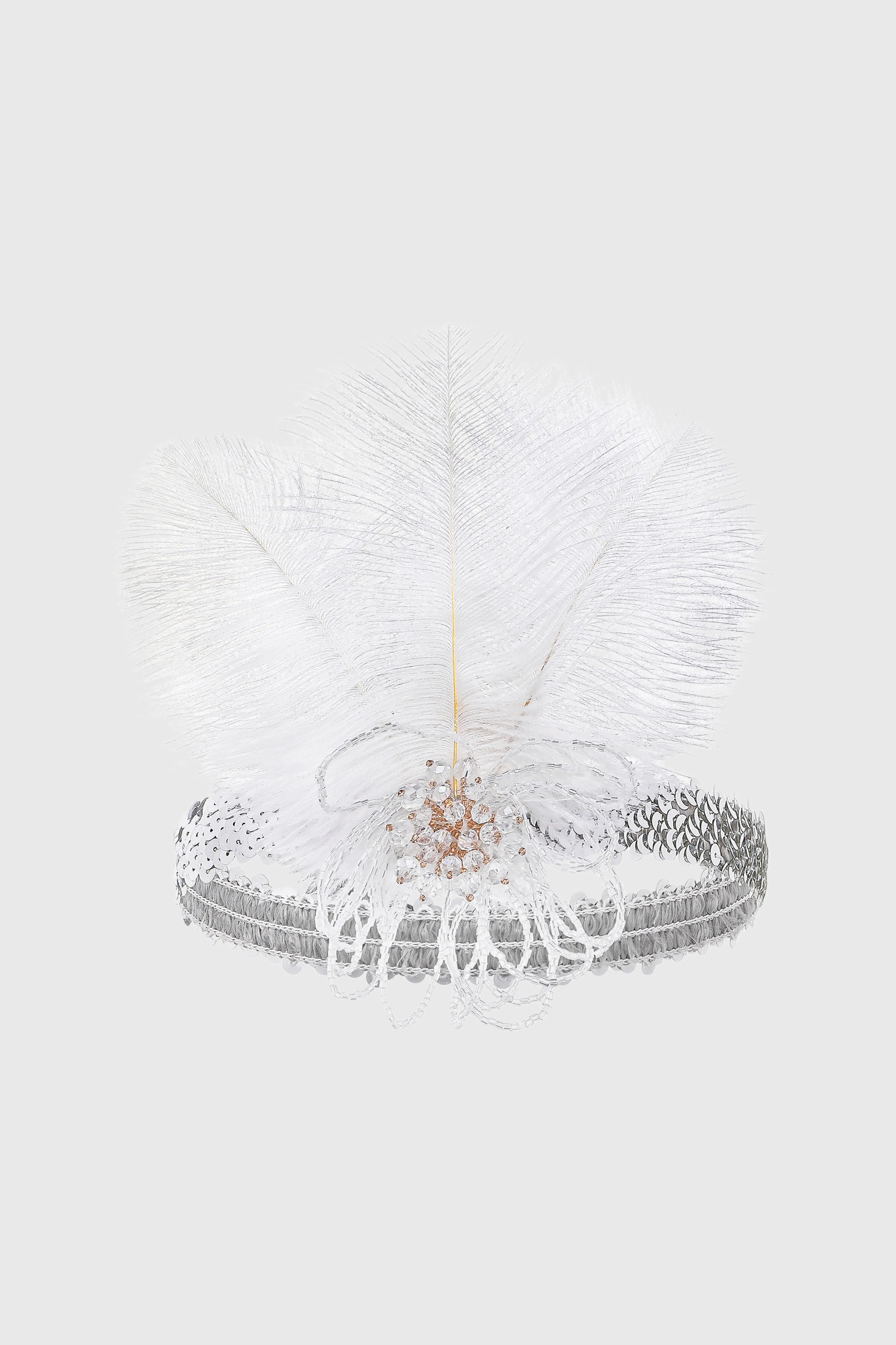 Glamorous Beaded Floral Feather Headband sold by BABEYOND