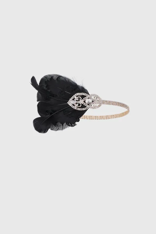 Art Deco Curled Feather Filigree Crystal Headband made by BABEYOND