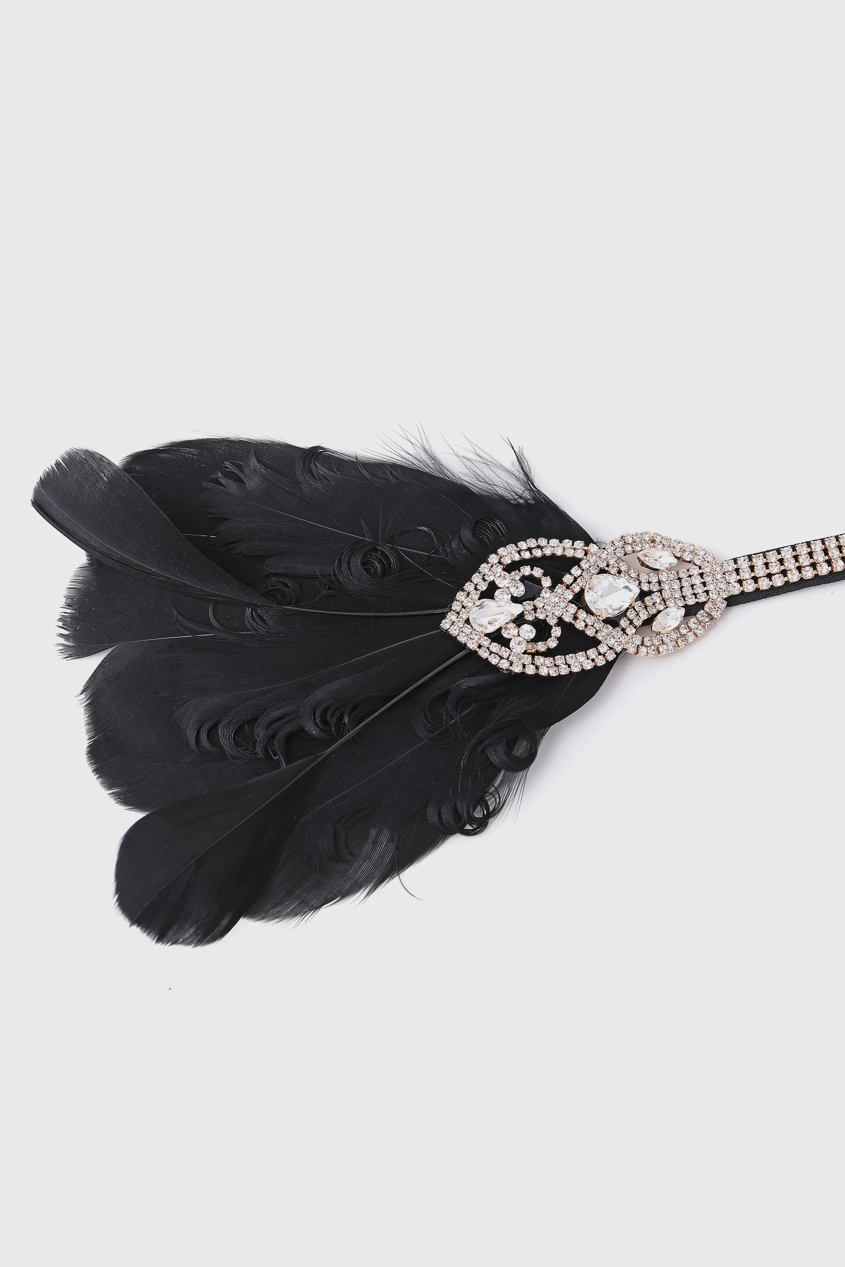 Art Deco Curled Feather Filigree Crystal Headband sold by BABEYOND product image thumbnail 2