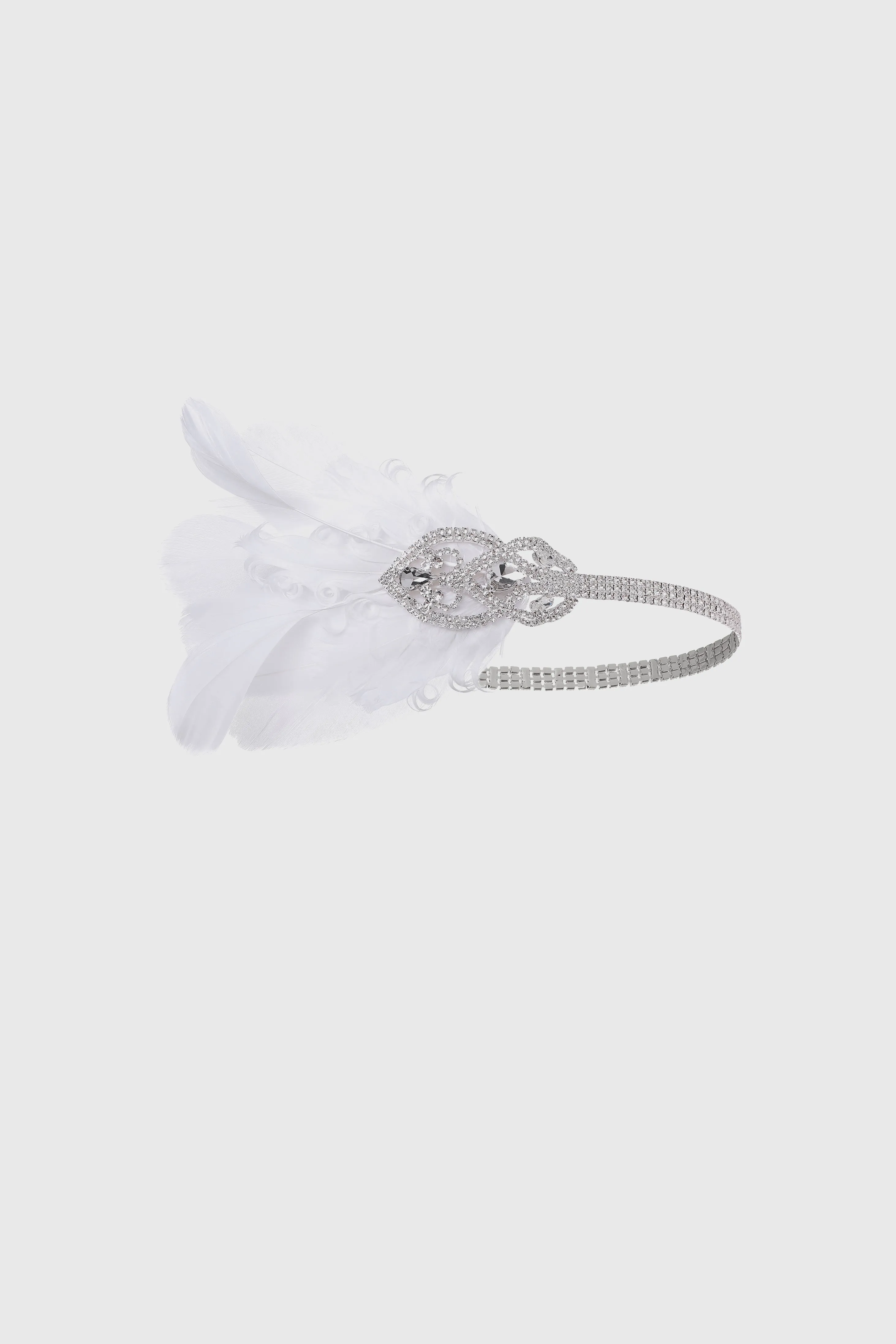 Art Deco Curled Feather Filigree Crystal Headband sold by BABEYOND product image thumbnail 3
