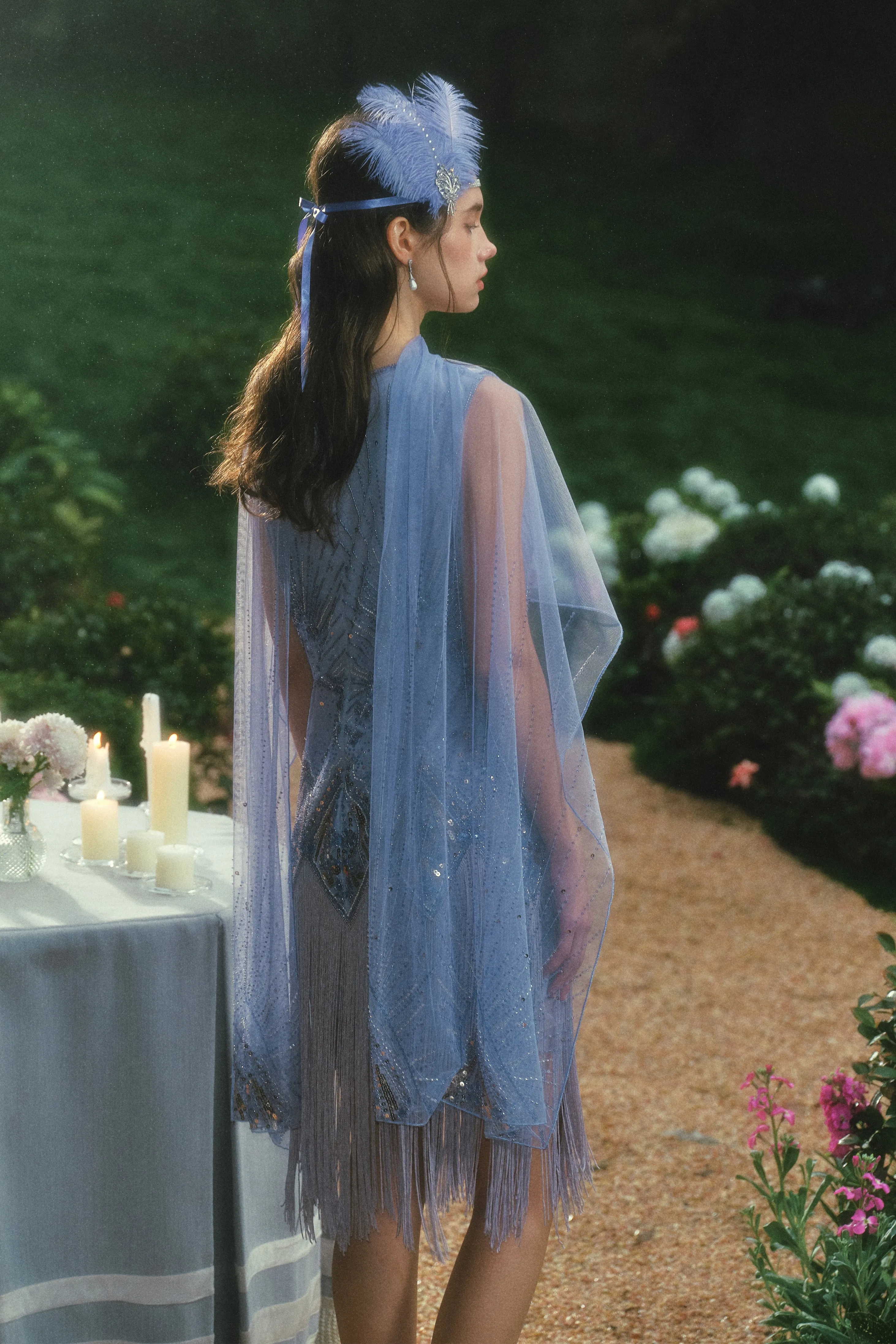 Radiant Beaded Zigzag Flapper Dress with Tulle Drape sold by BABEYOND product image thumbnail 3
