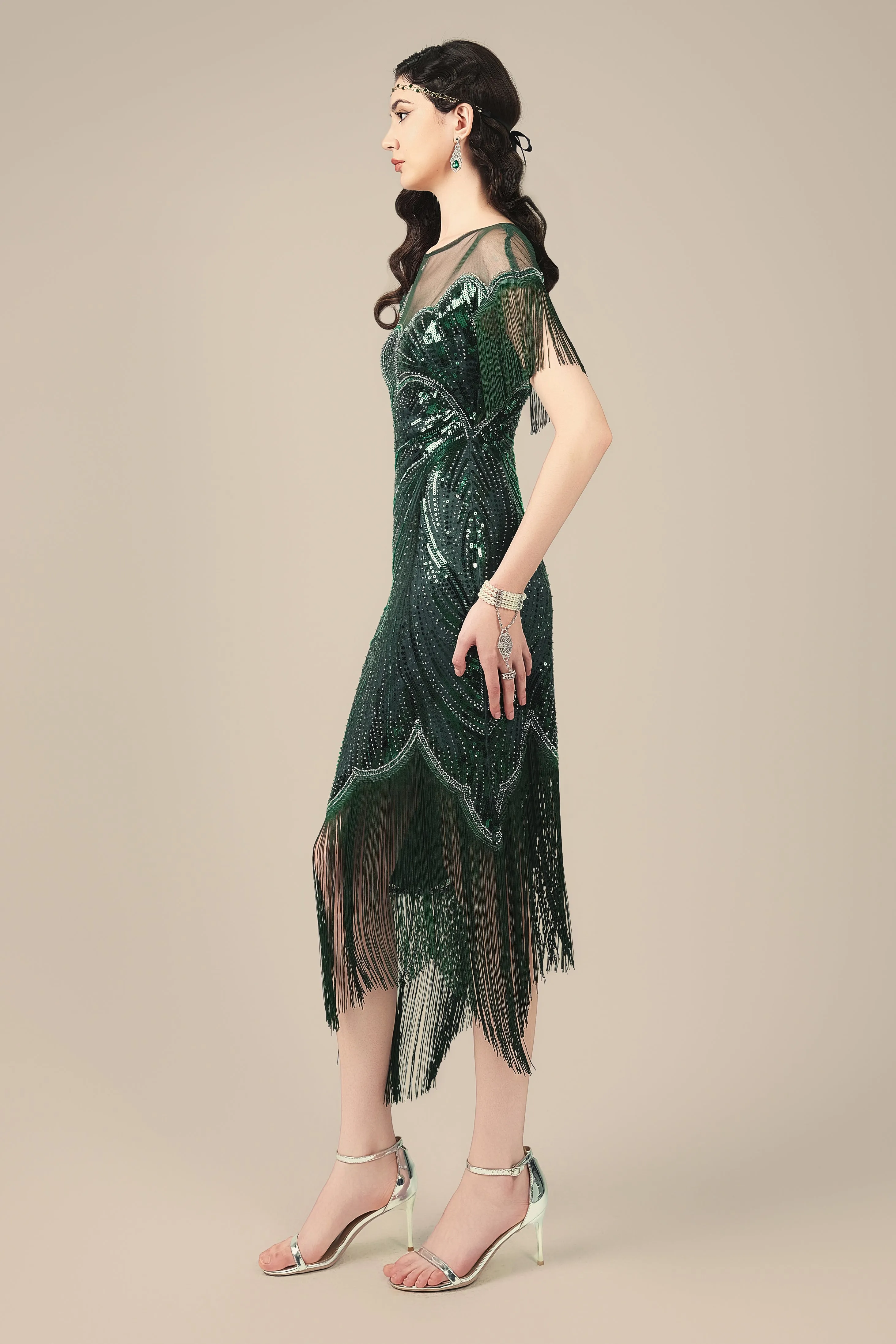 Floral Contour Fringe Sequined Flapper Dress sold by BABEYOND product image thumbnail 3