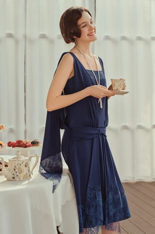Classic Pleated Waistband Lace Plus Size Dress made by BABEYOND