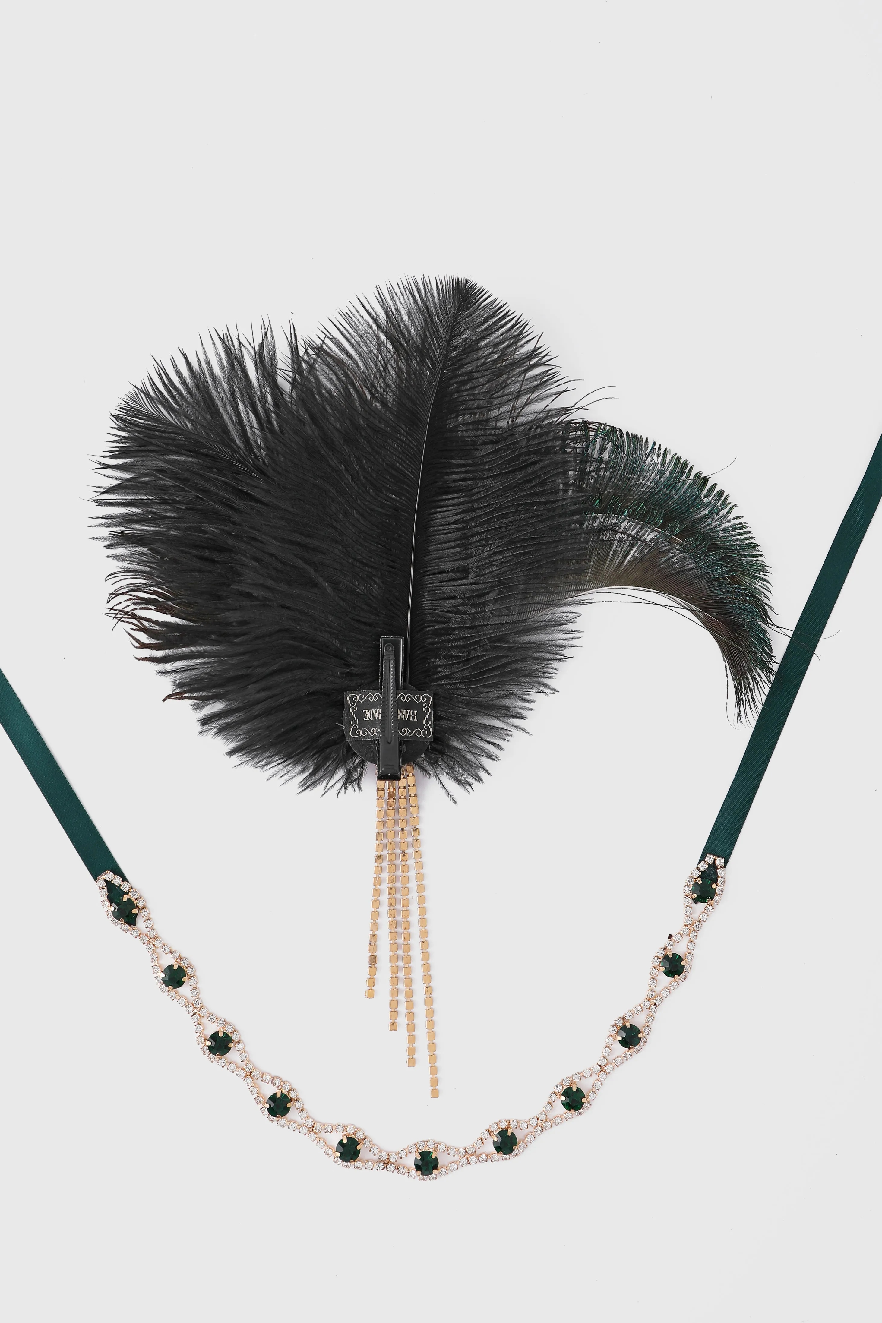 Peacock Feather Rhinestone Gatsby Headband sold by BABEYOND product image thumbnail 3