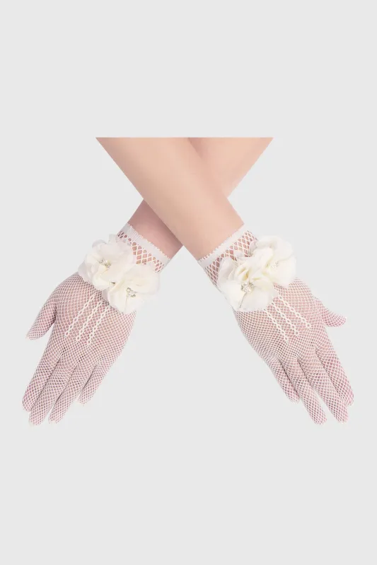Short Floral Fishnet Party Gloves made by BABEYOND