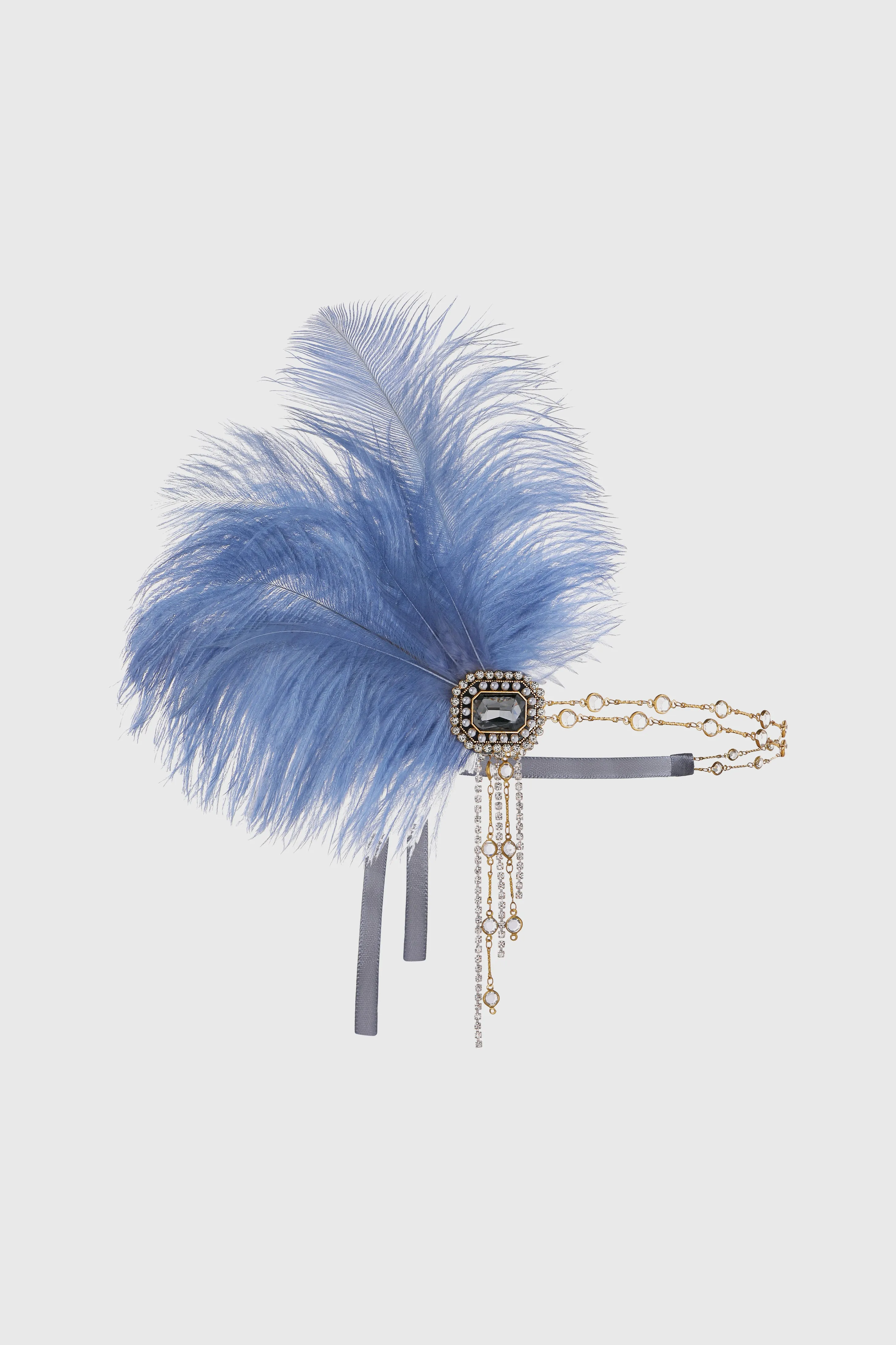 Elegant Ostrich Feather Rhinestone Headband sold by BABEYOND