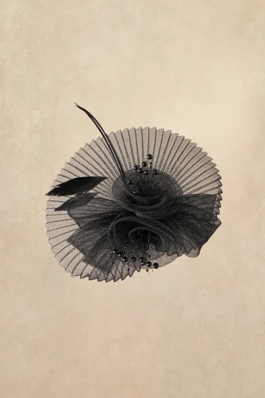Elegant Pleated Disc Floral Bow Fascinator made by BABEYOND