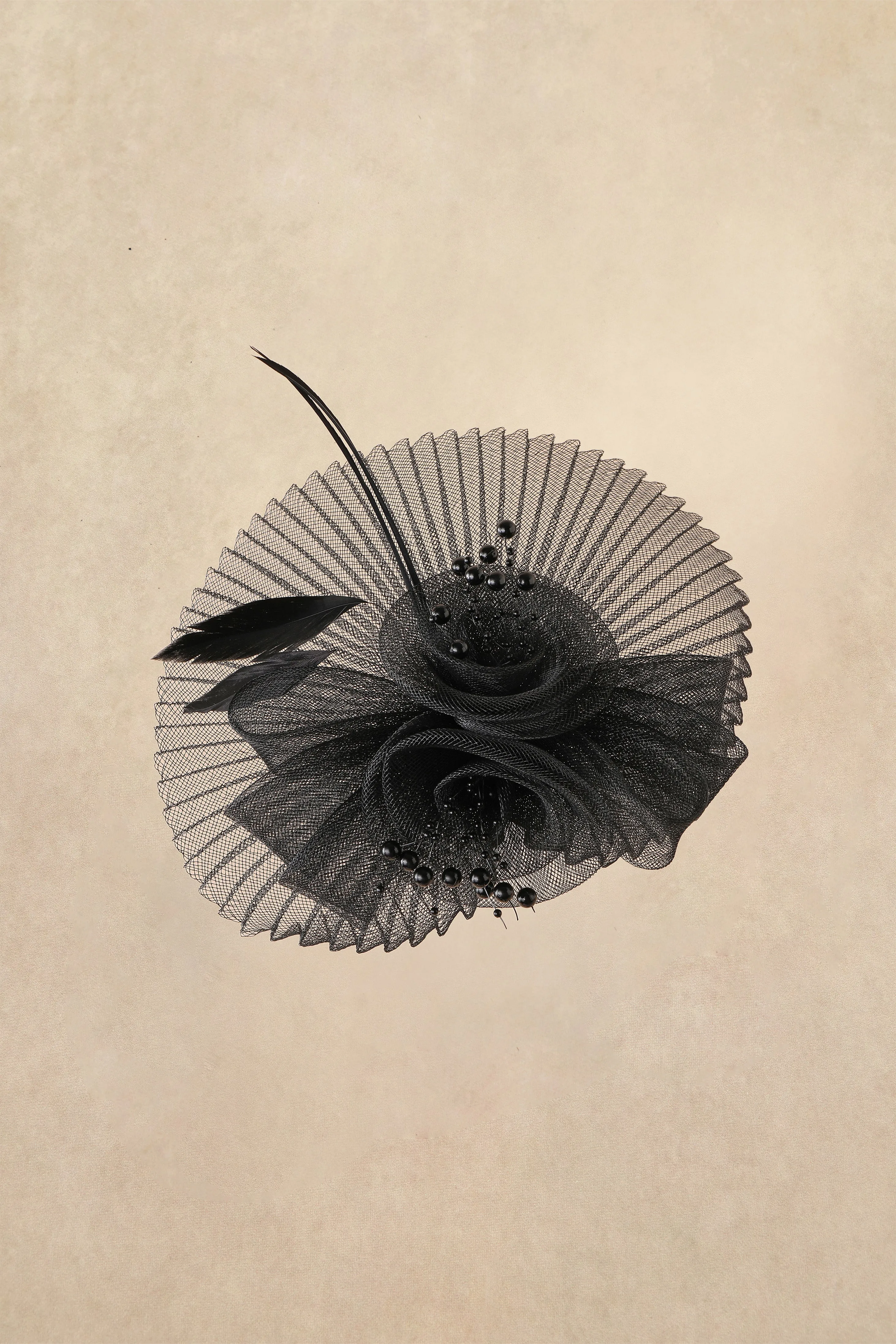 Elegant Pleated Disc Floral Bow Fascinator sold by BABEYOND