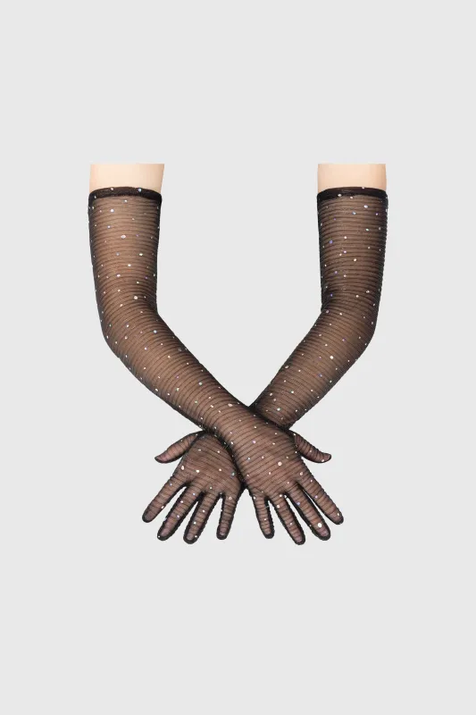 Opera Glitter Rhinestone Party Gloves made by BABEYOND