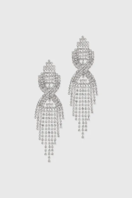 Sparkling Art Deco Rhinestone Fringe Dangle Earrings made by BABEYOND