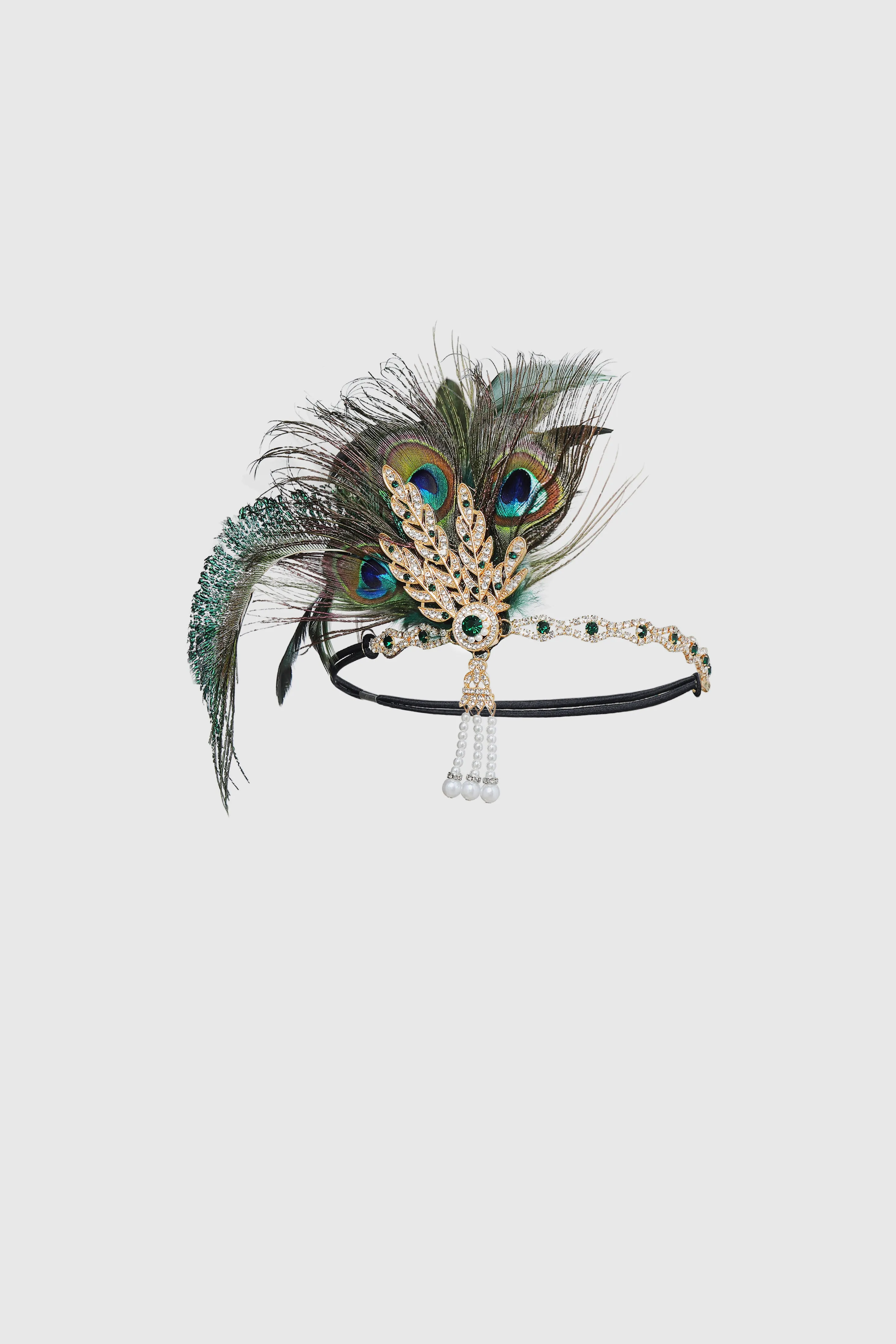 Rhinestone Leaf Feather Headpiece sold by BABEYOND