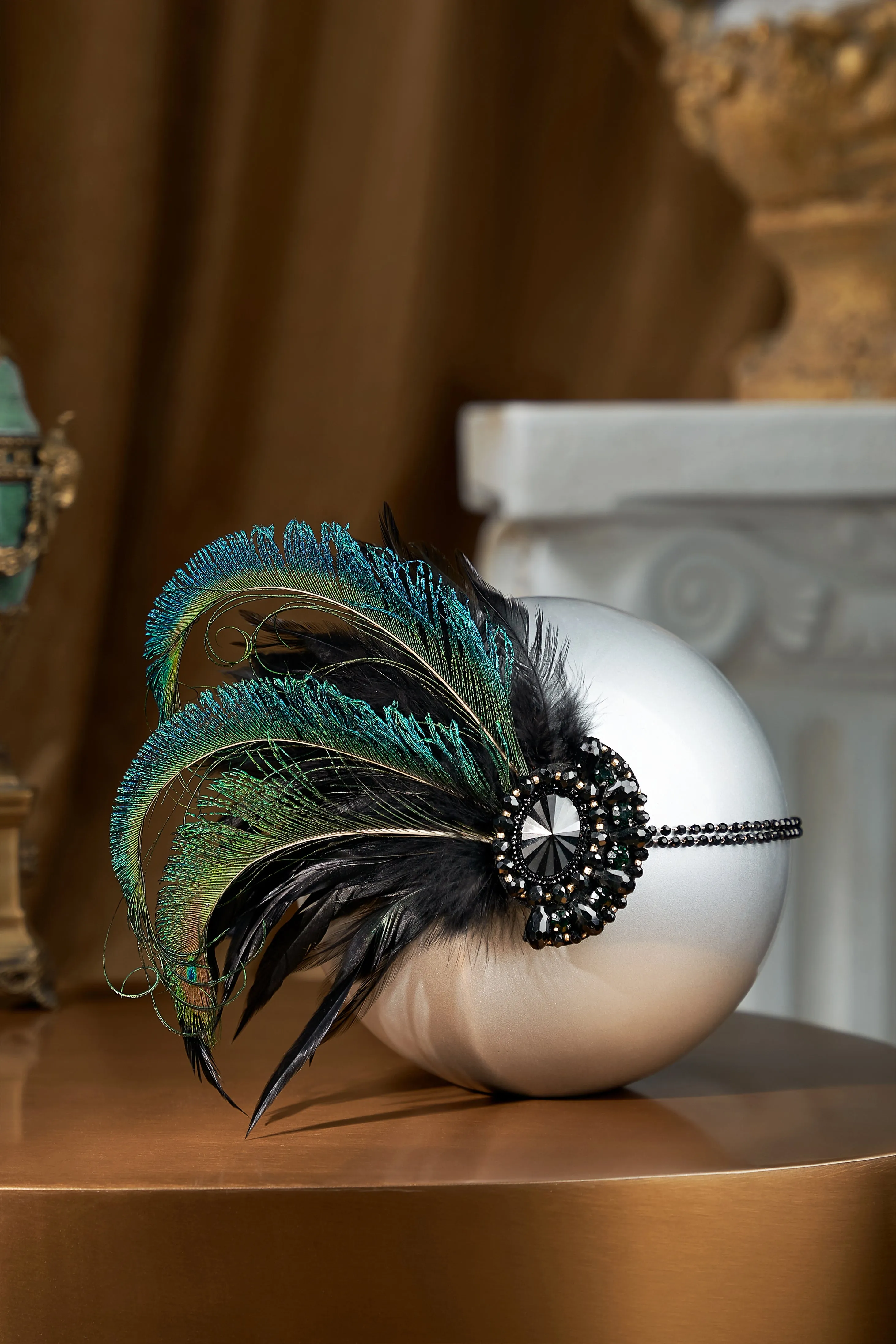 Rhinestone Peacock Feather Headband sold by BABEYOND product image thumbnail 3