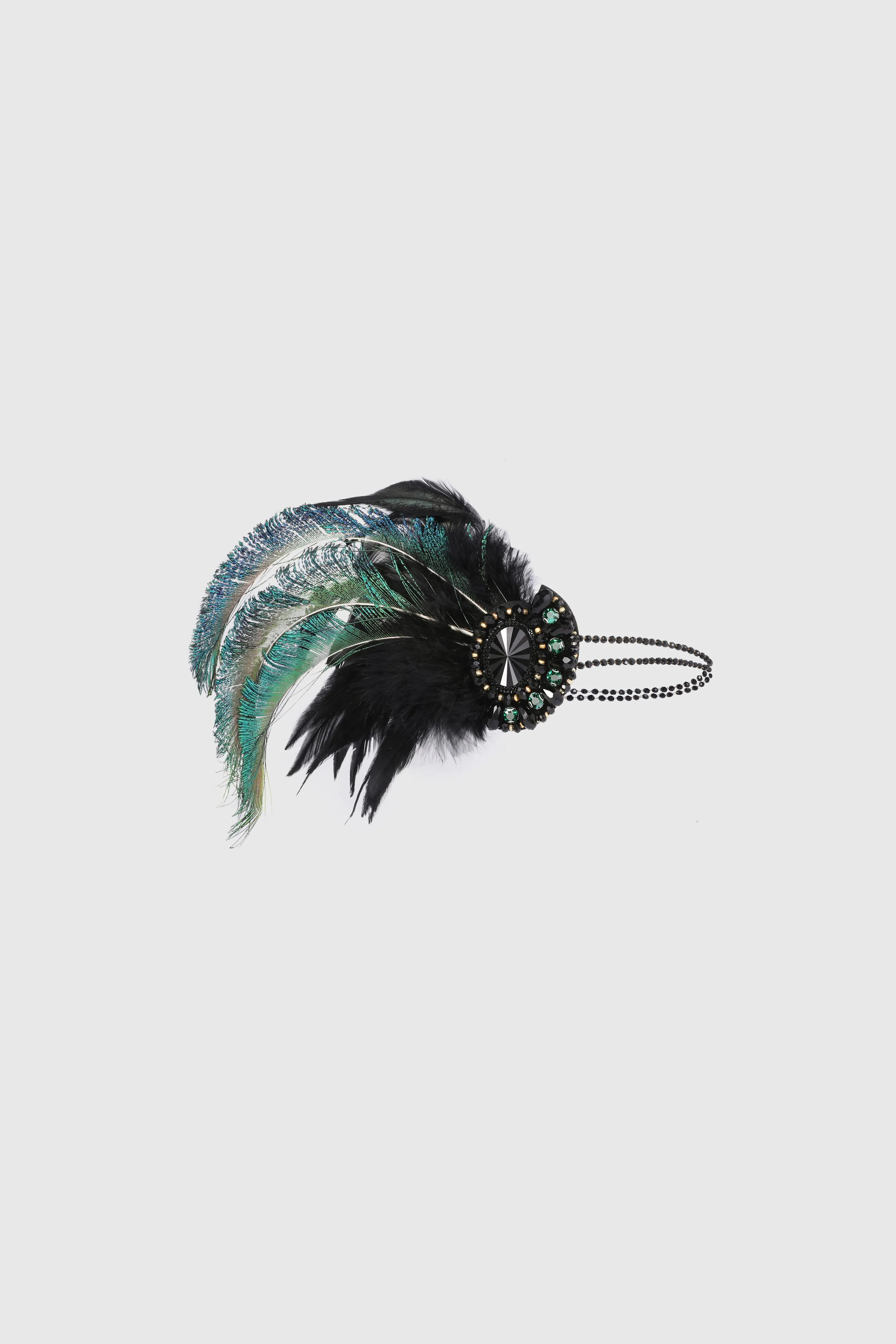 Rhinestone Peacock Feather Headband sold by BABEYOND
