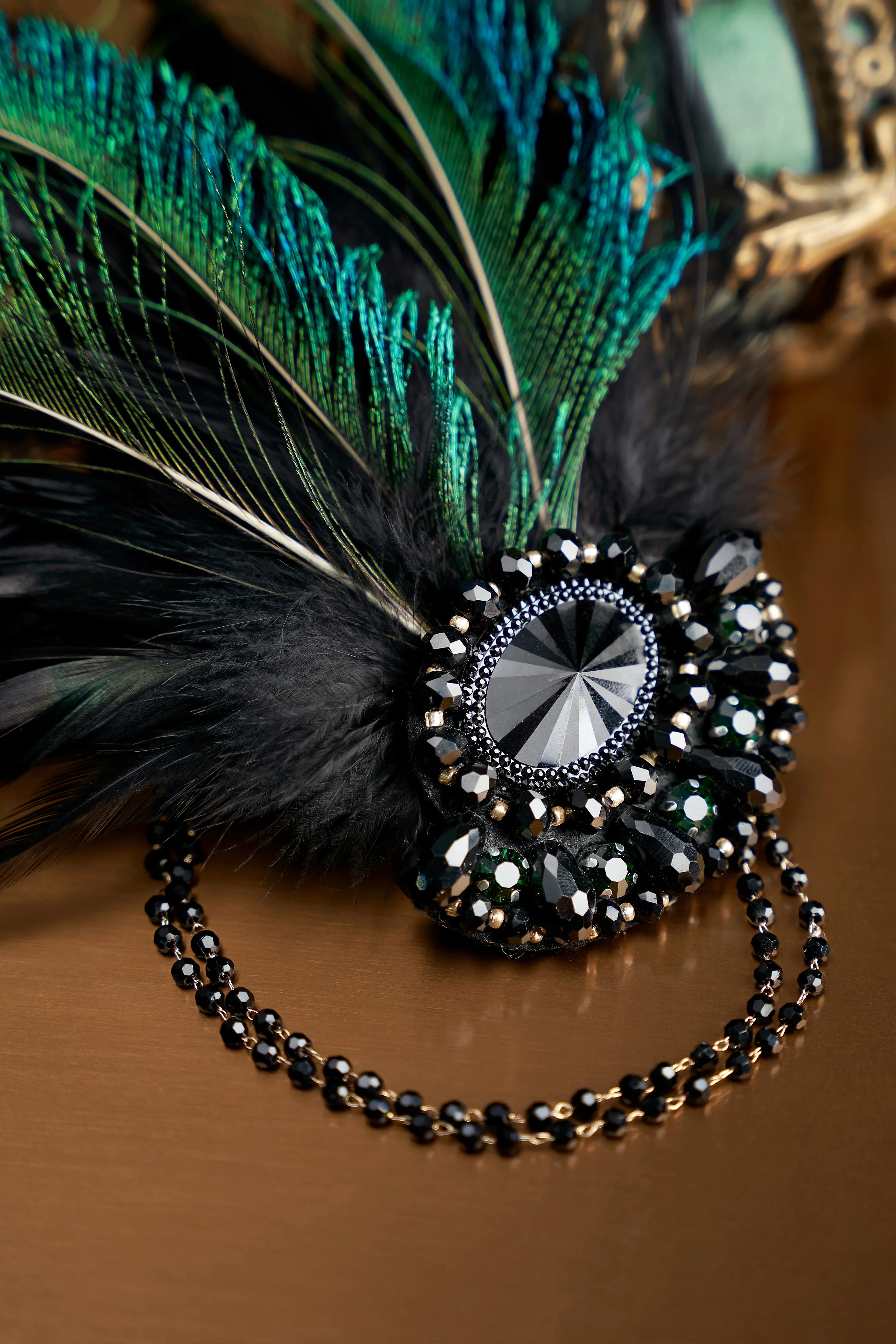 Rhinestone Peacock Feather Headband sold by BABEYOND product image thumbnail 2