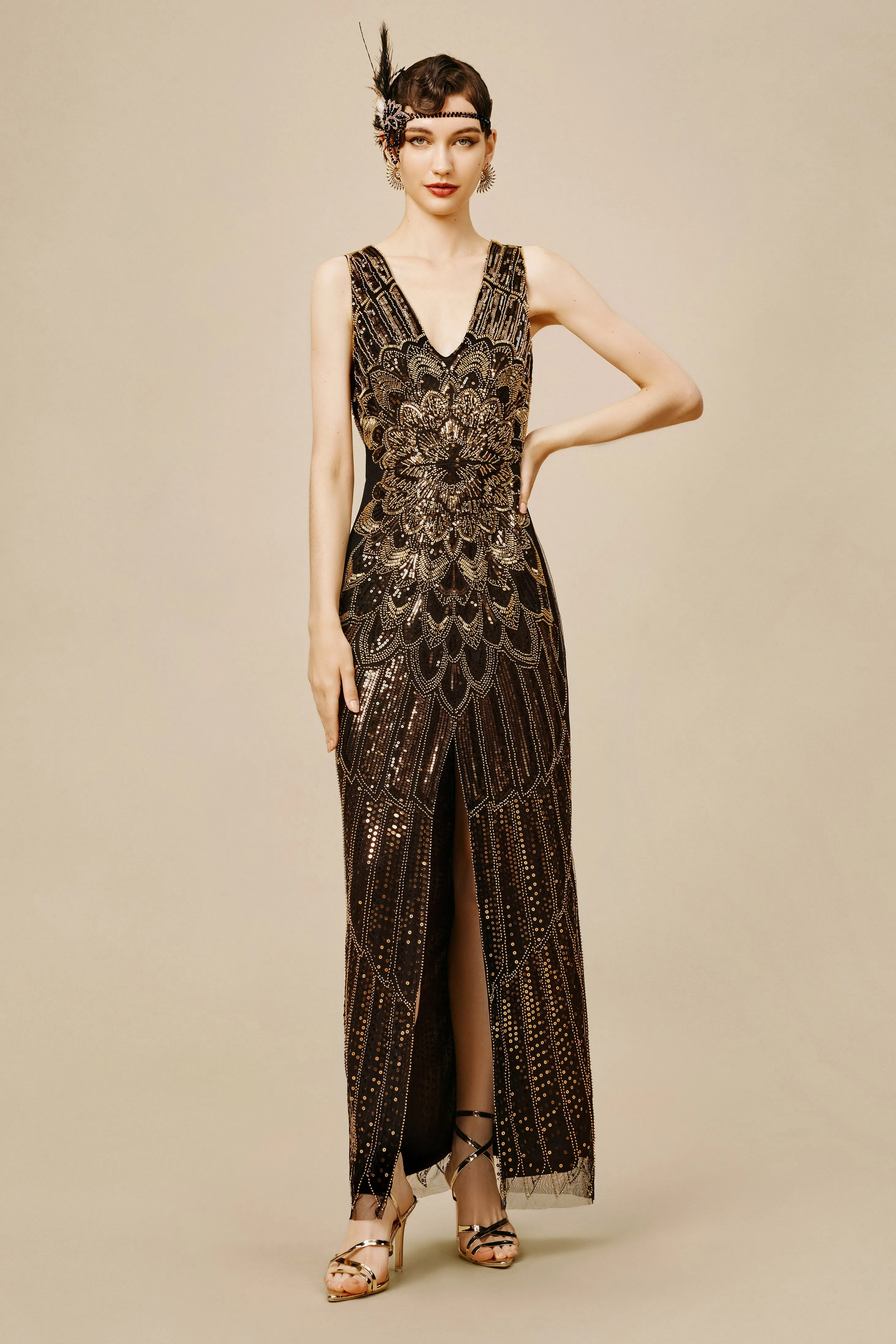 La Revue Nègre Beaded Hem Evening Gown sold by BABEYOND product image thumbnail 3