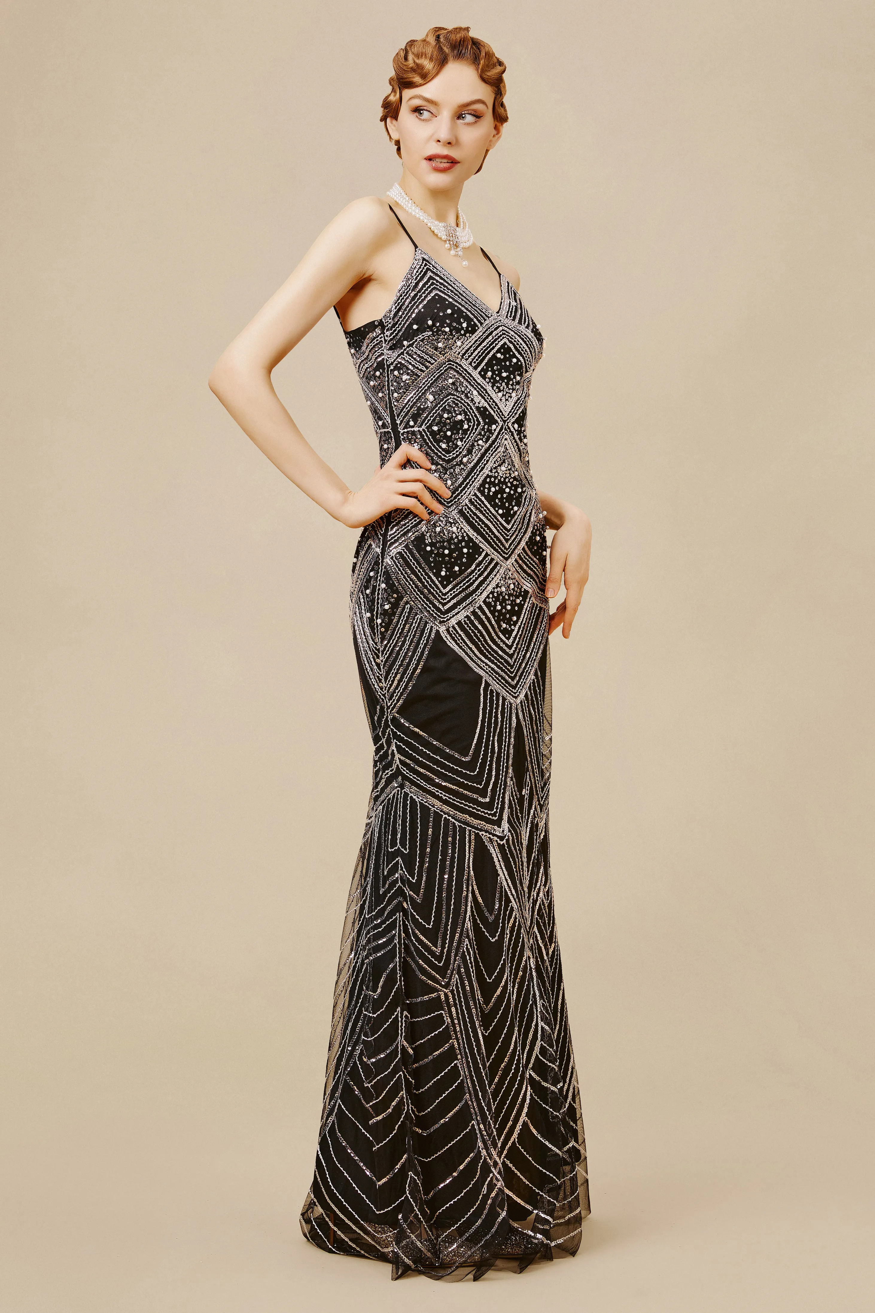 Elegant Pearlized Mermaid Evening Dress sold by BABEYOND product image thumbnail 3