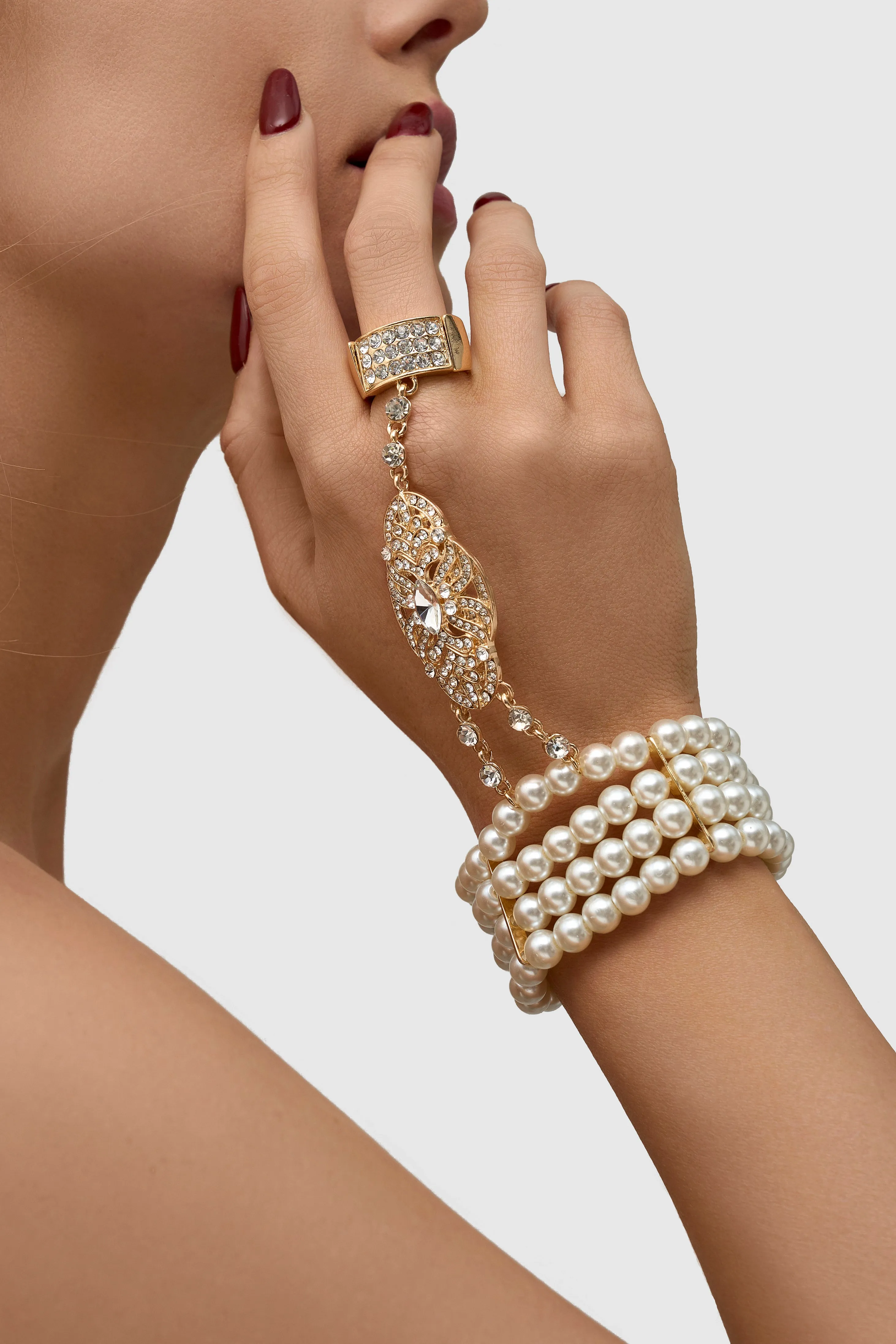 Multi Strand Pearl Bracelet Ring Set sold by BABEYOND product image thumbnail 3
