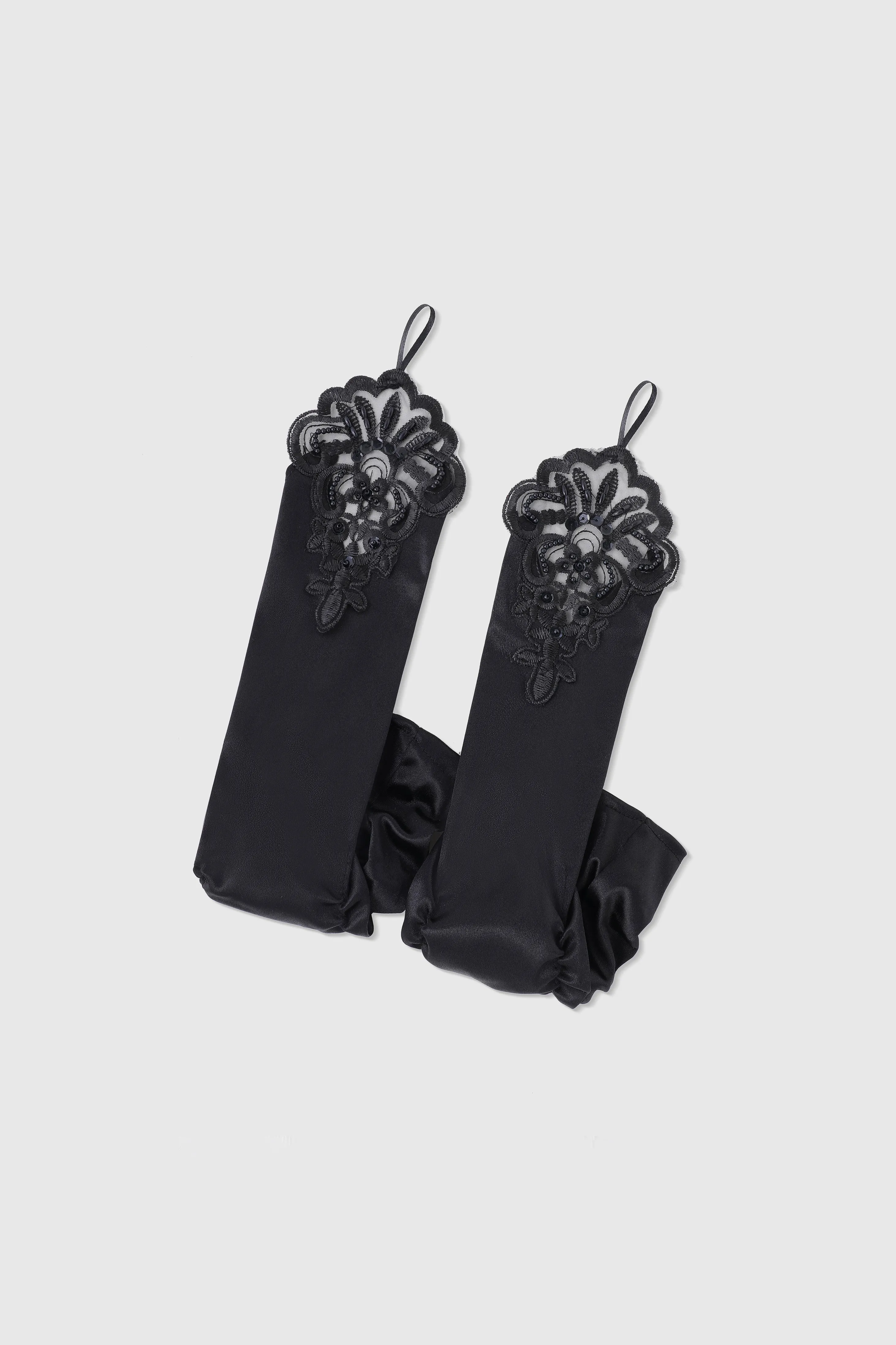 15'' Finger Loop Satin Stretchy Gloves sold by BABEYOND