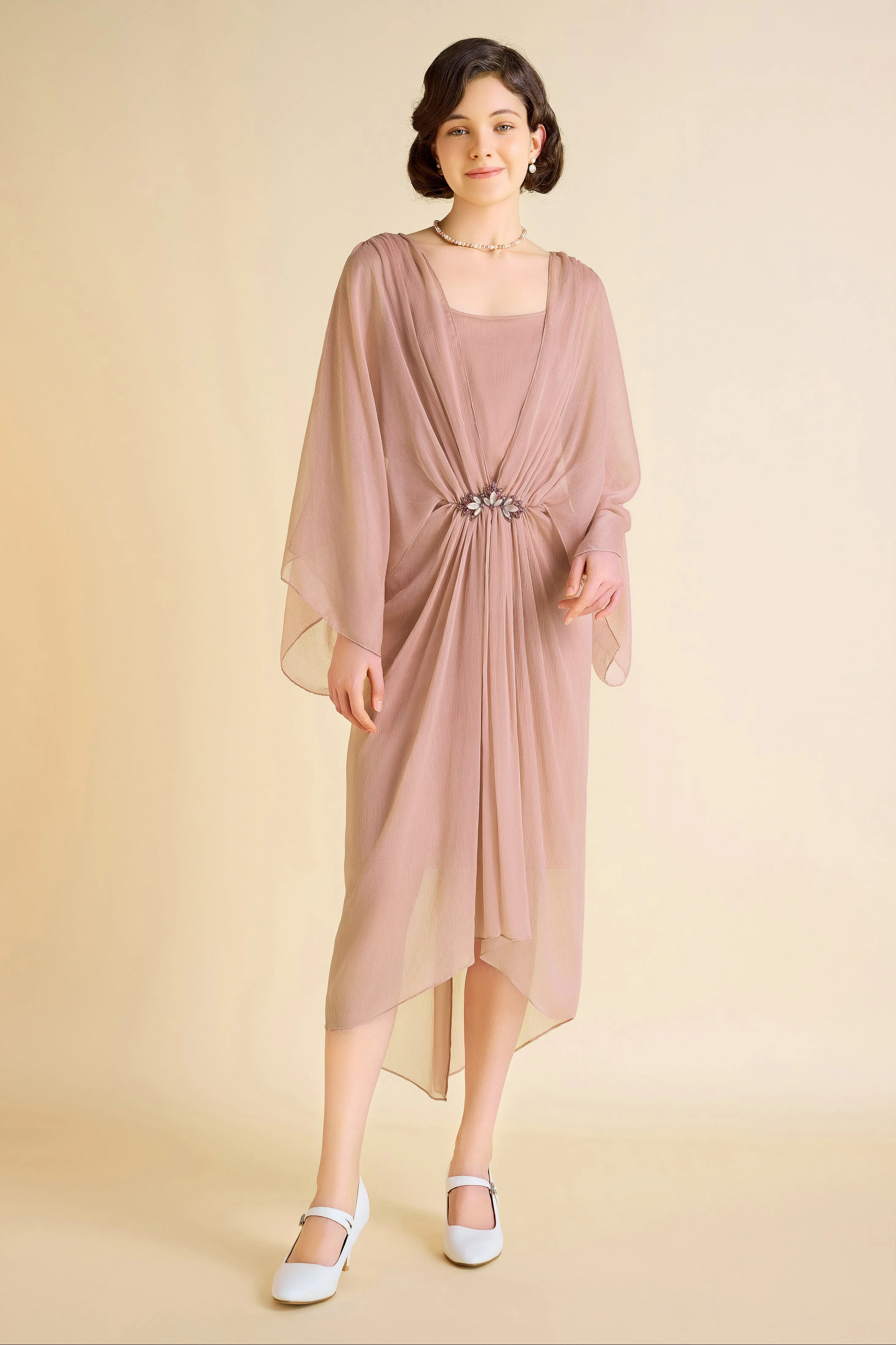 Stylish Batwing Sleeves Pleated Day Dress sold by BABEYOND product image thumbnail 3