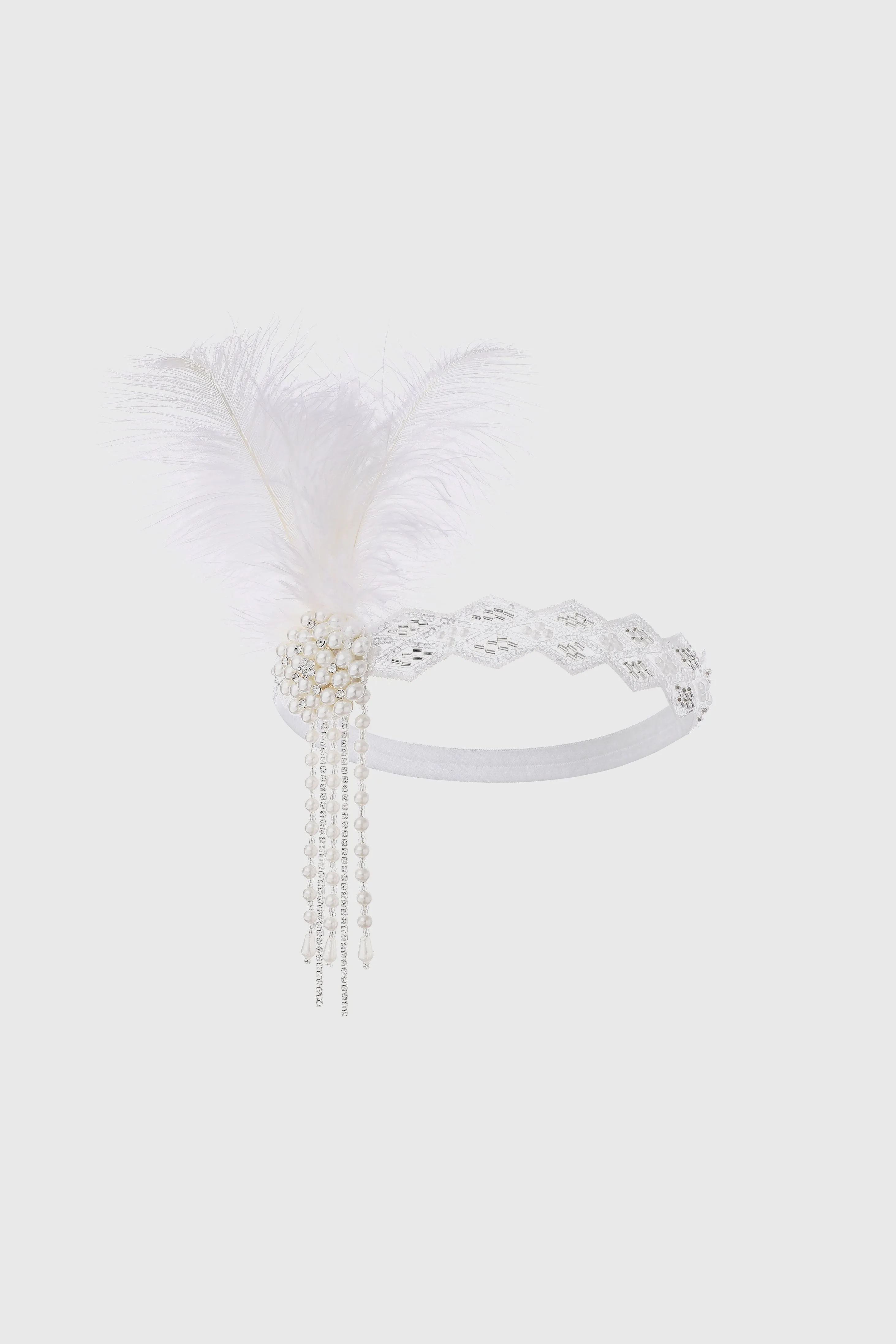 Beaded Rhinestone Floral Feather Headband sold by BABEYOND product image thumbnail 3
