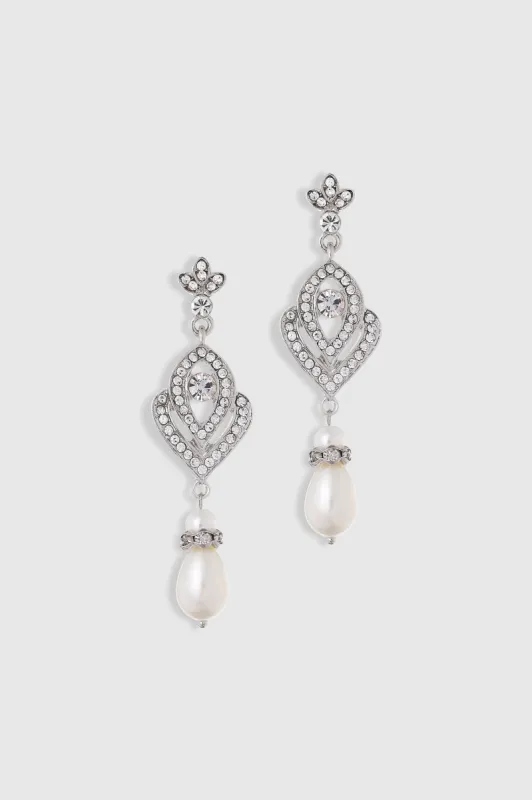 Art Deco Crystal Pearl Drop Earrings sold by BABEYOND