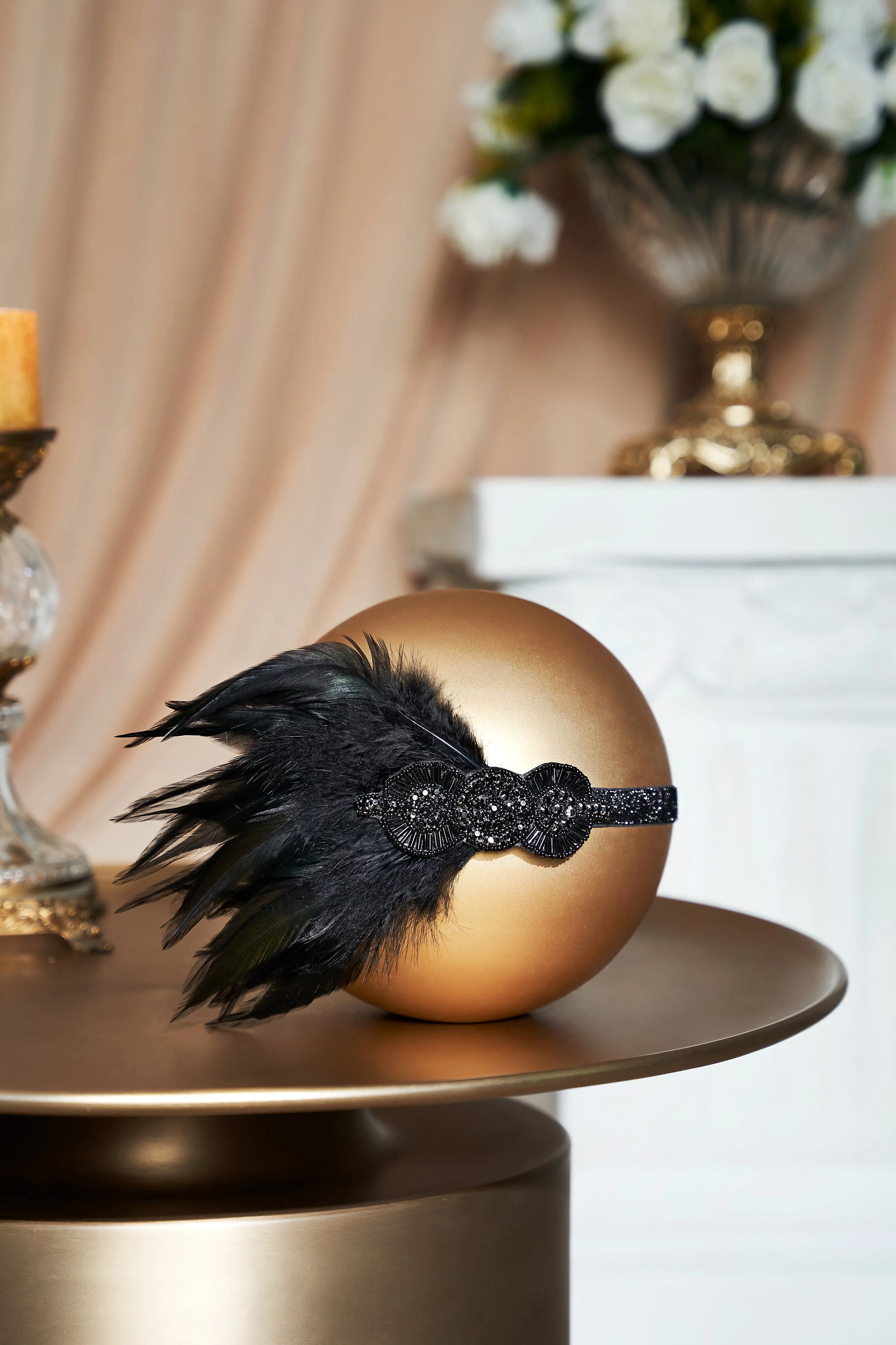 Crystal Studded Feather Headband sold by BABEYOND product image thumbnail 3