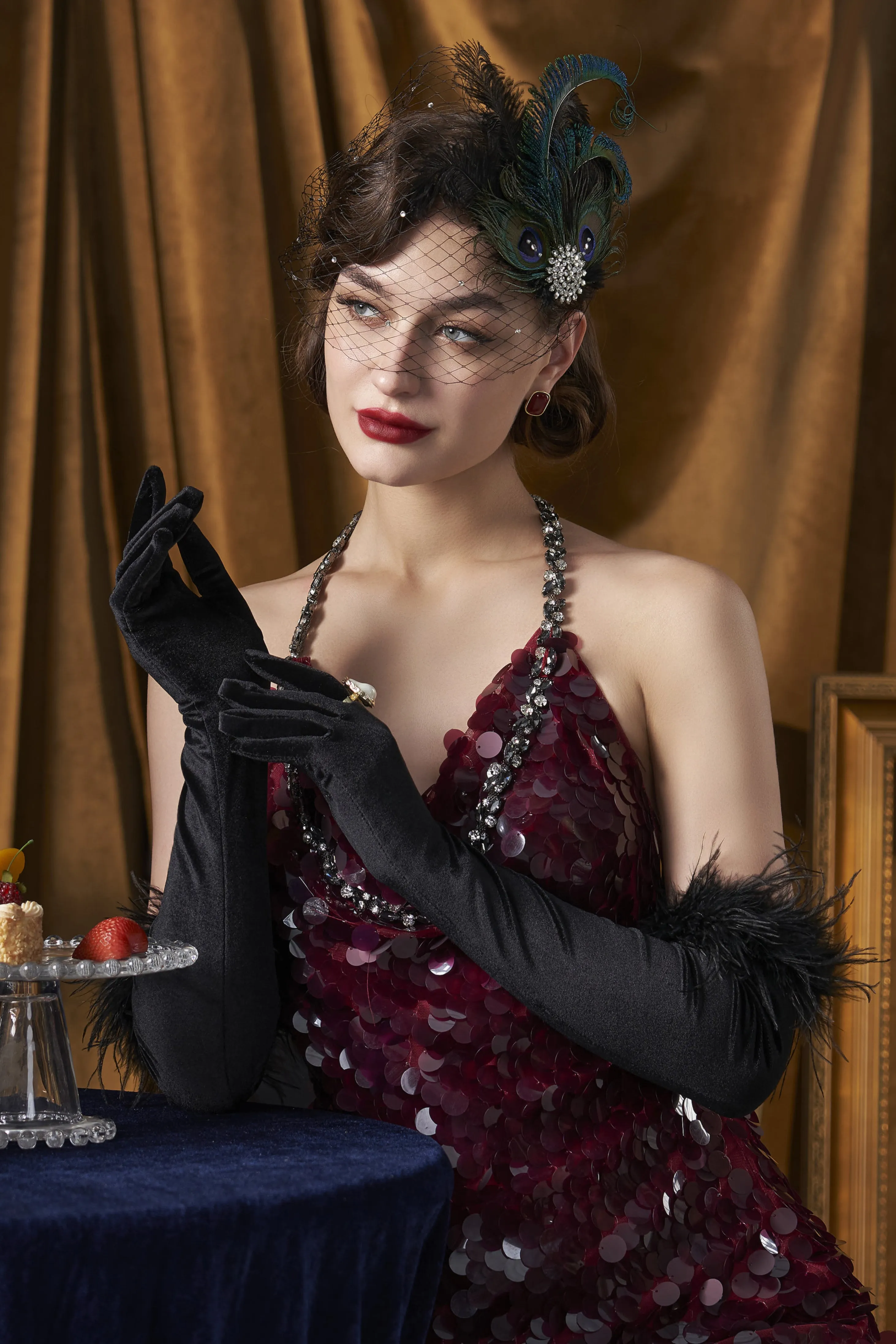 16.9" Pageant Feather Satin Gloves sold by BABEYOND product image thumbnail 4