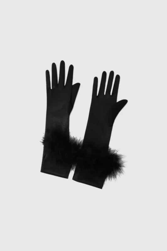 16.9" Pageant Feather Satin Gloves sold by BABEYOND