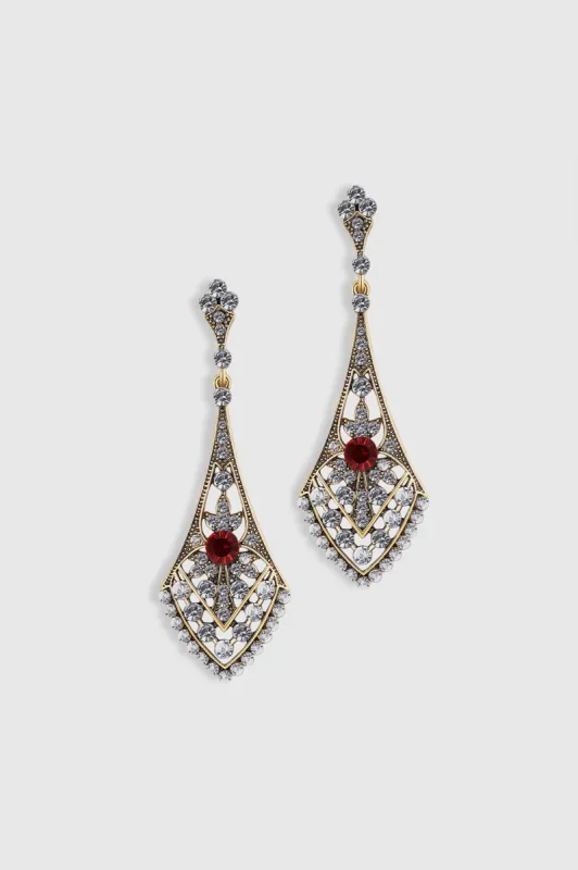 Art Deco Crystal Rhinestone Hollow Earrings sold by BABEYOND