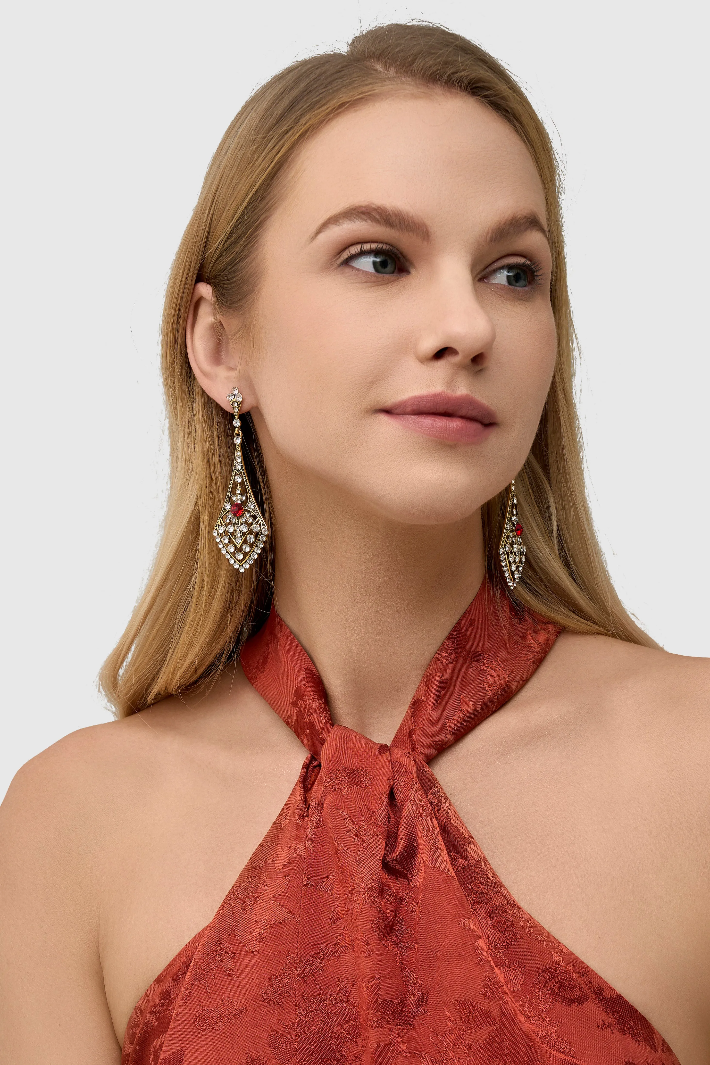 Art Deco Crystal Rhinestone Hollow Earrings sold by BABEYOND product image thumbnail 5