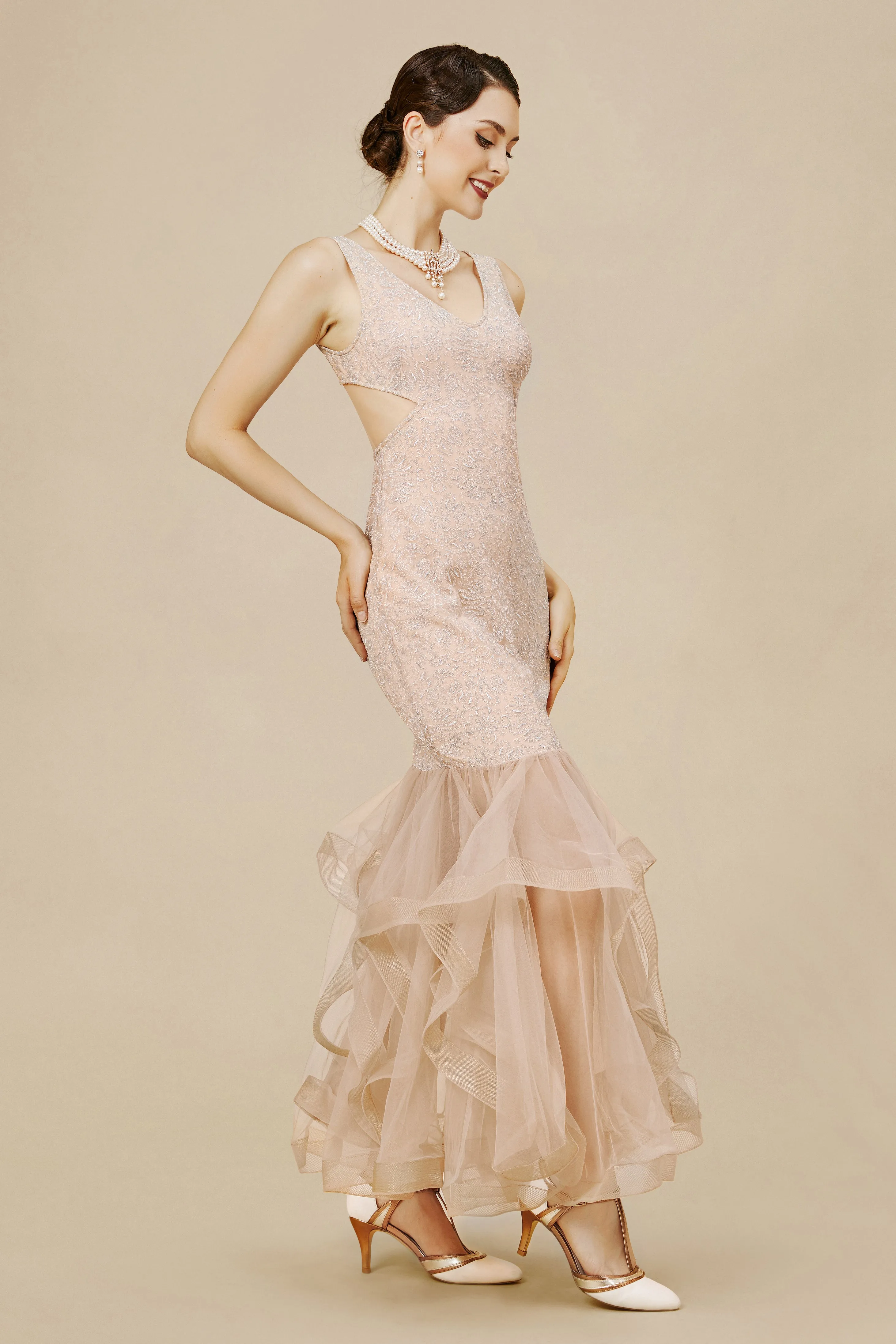 V-Neck Sleeveless Tulle Mermaid Dress sold by BABEYOND product image thumbnail 4