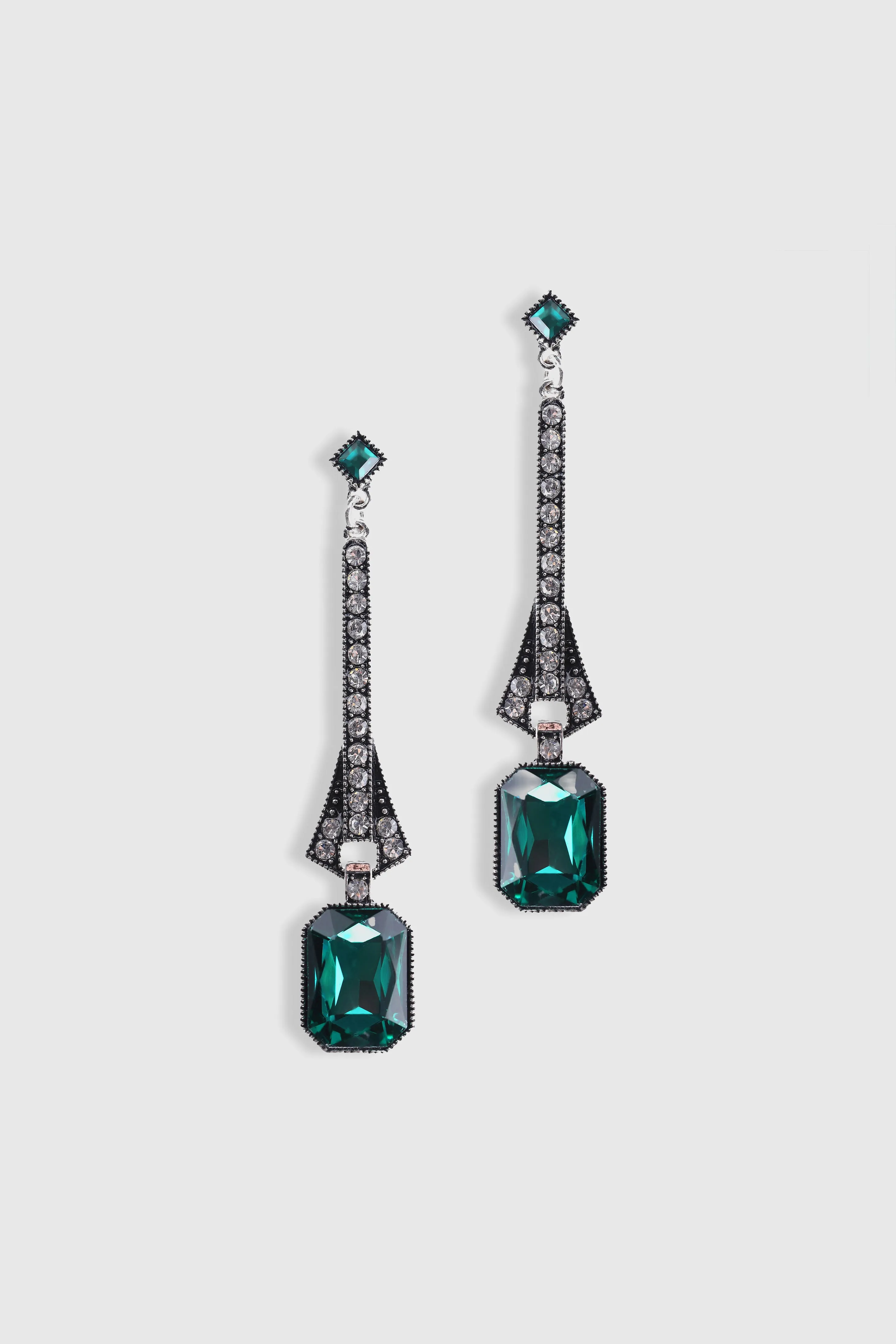 Art-Deco Rhinestone Dangle Earrings sold by BABEYOND