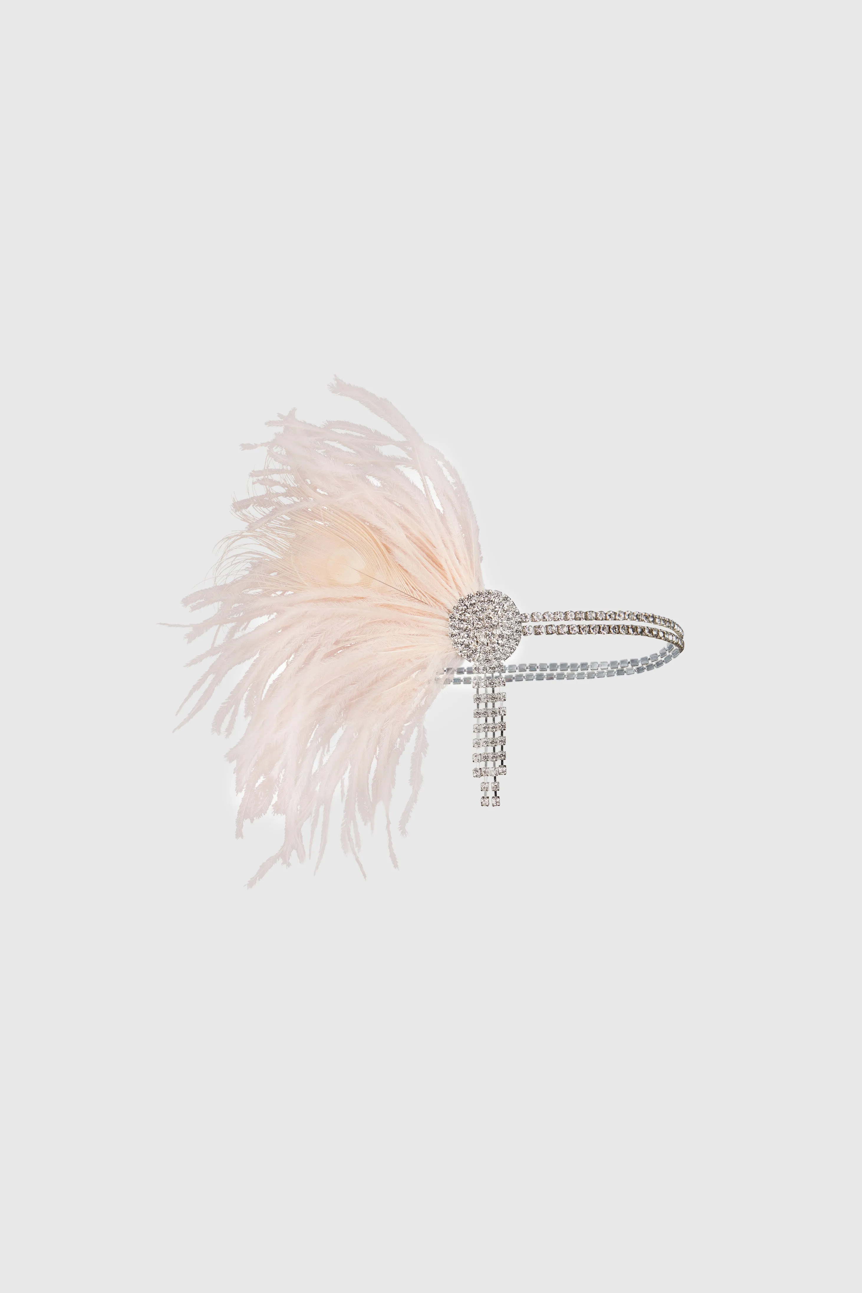 Ostrich Feather Rhinestone Headpiece sold by BABEYOND