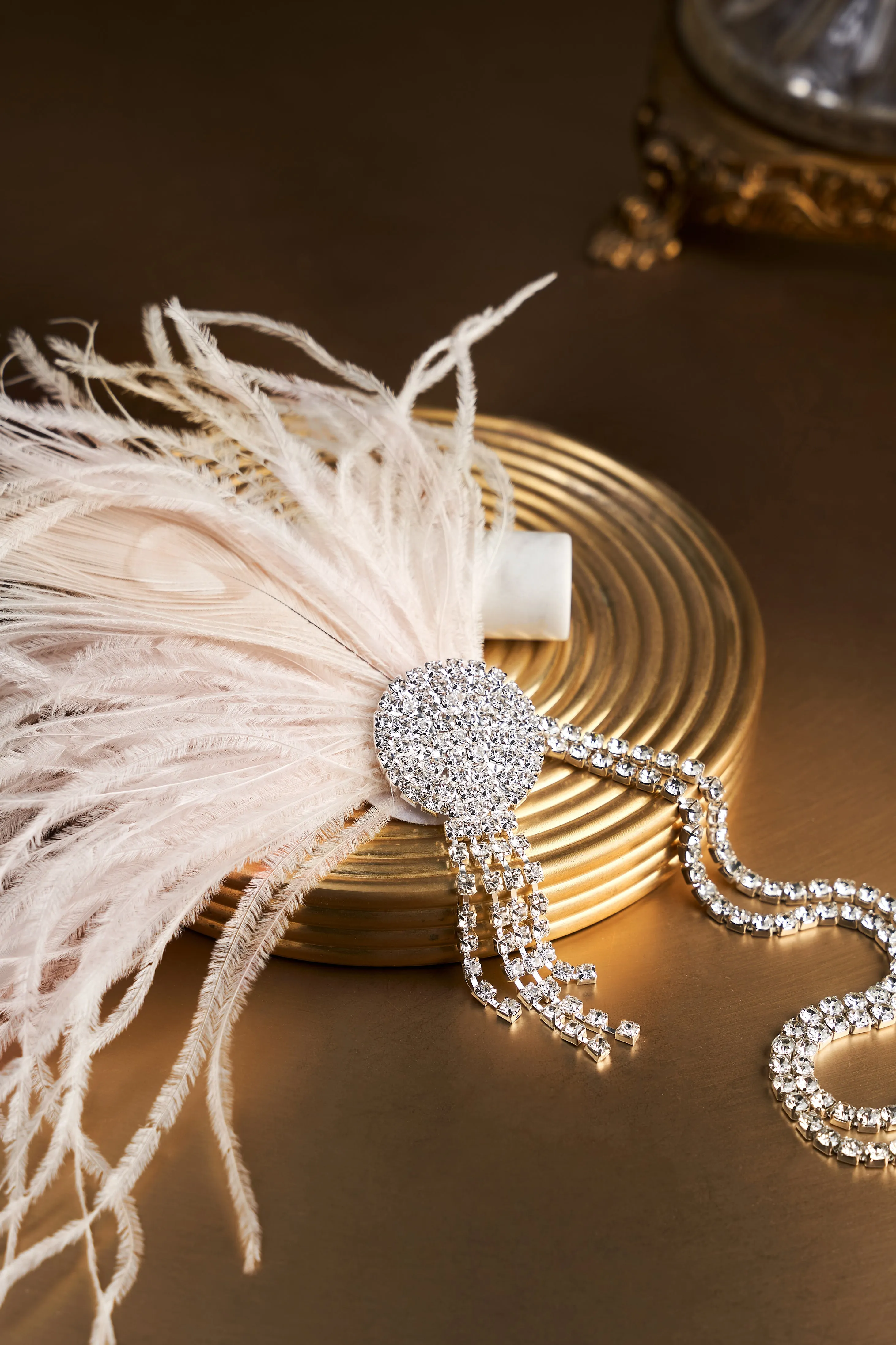 Ostrich Feather Rhinestone Headpiece sold by BABEYOND product image thumbnail 2