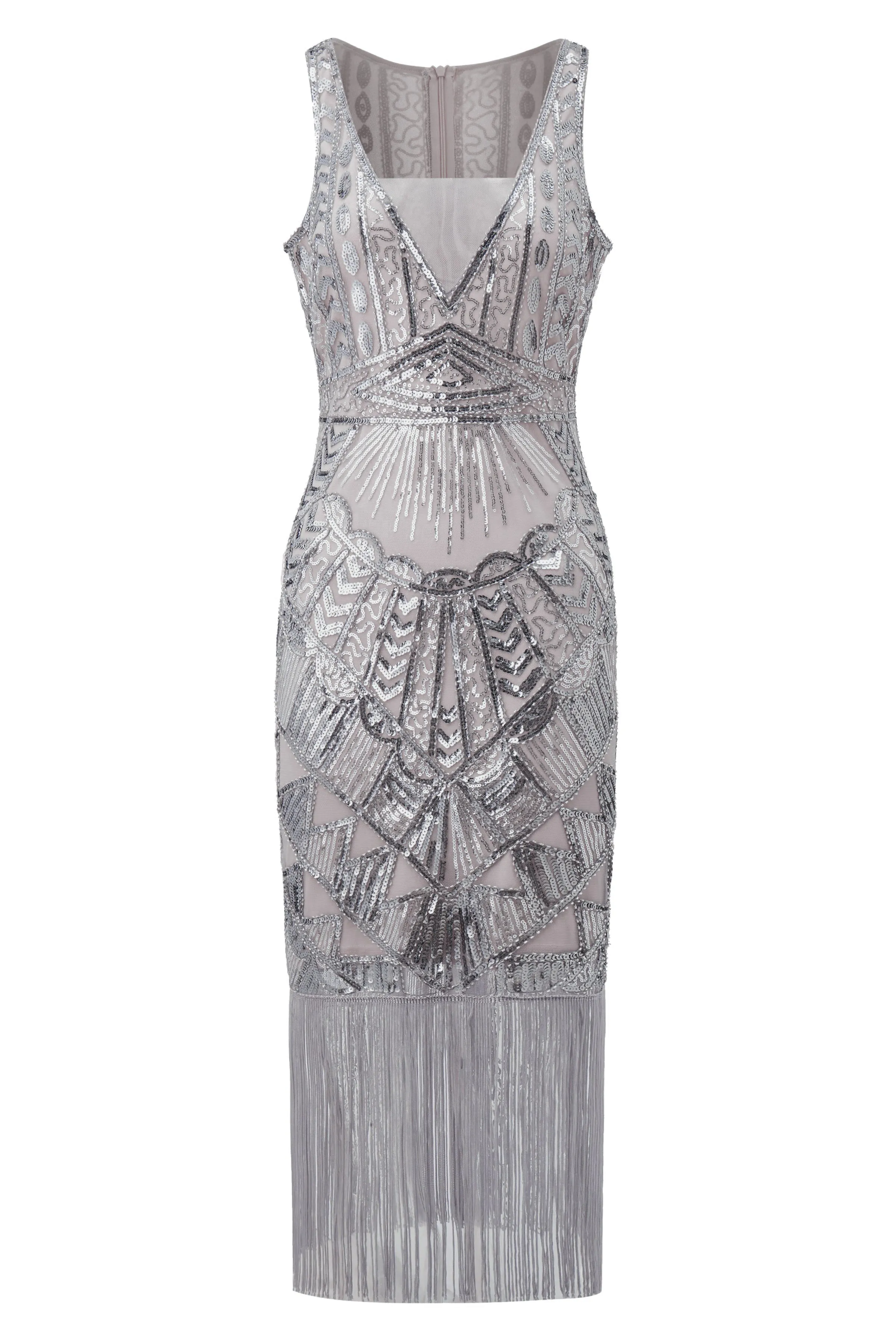 Glitter Sequin V-Neck Art Deco Slip Dress sold by BABEYOND product image thumbnail 4