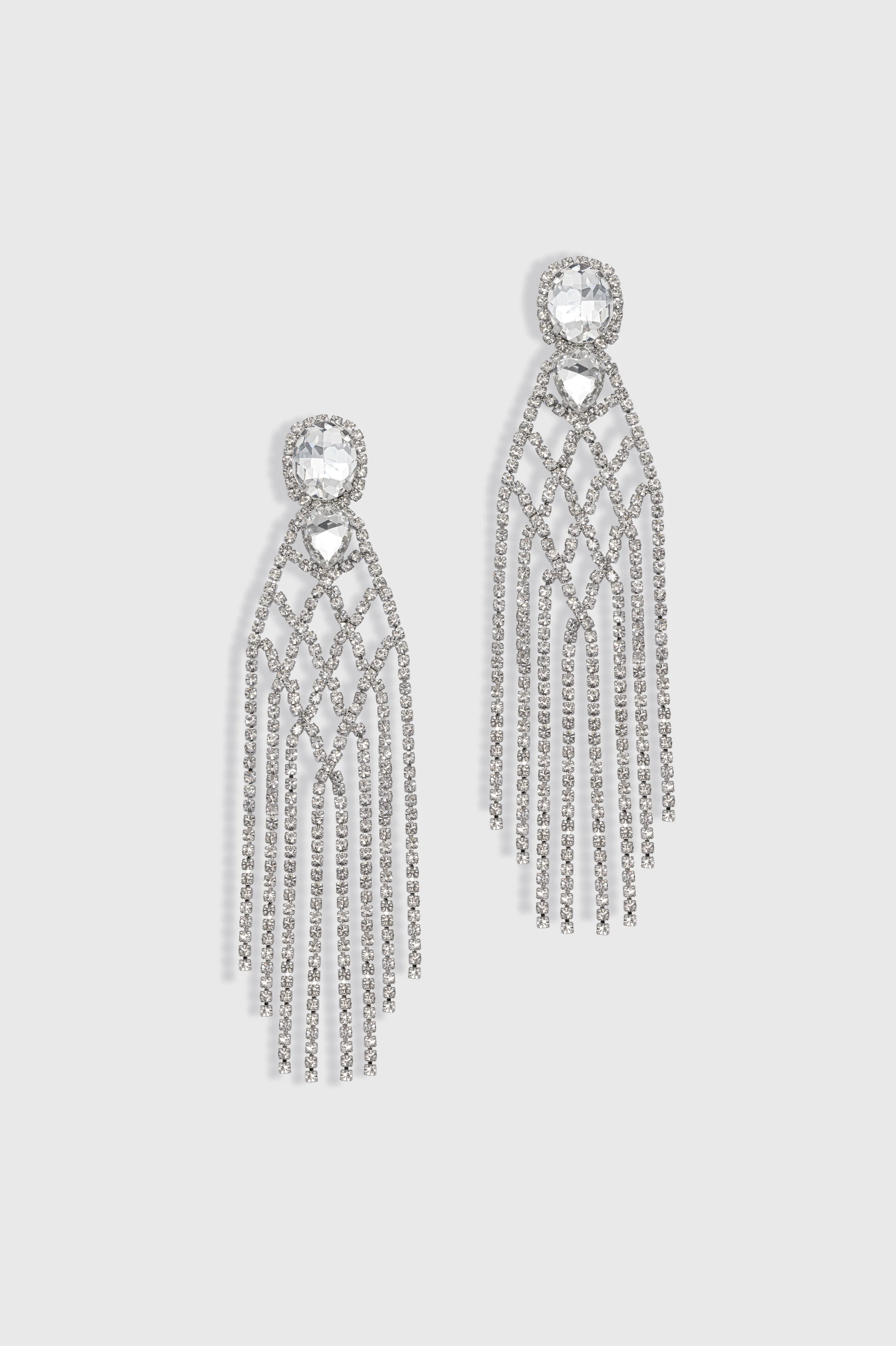 Crystal Beaded Crisscross Statement Earrings sold by BABEYOND