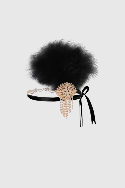 Crystal Studded Ostrich Feather Headpiece sold by BABEYOND