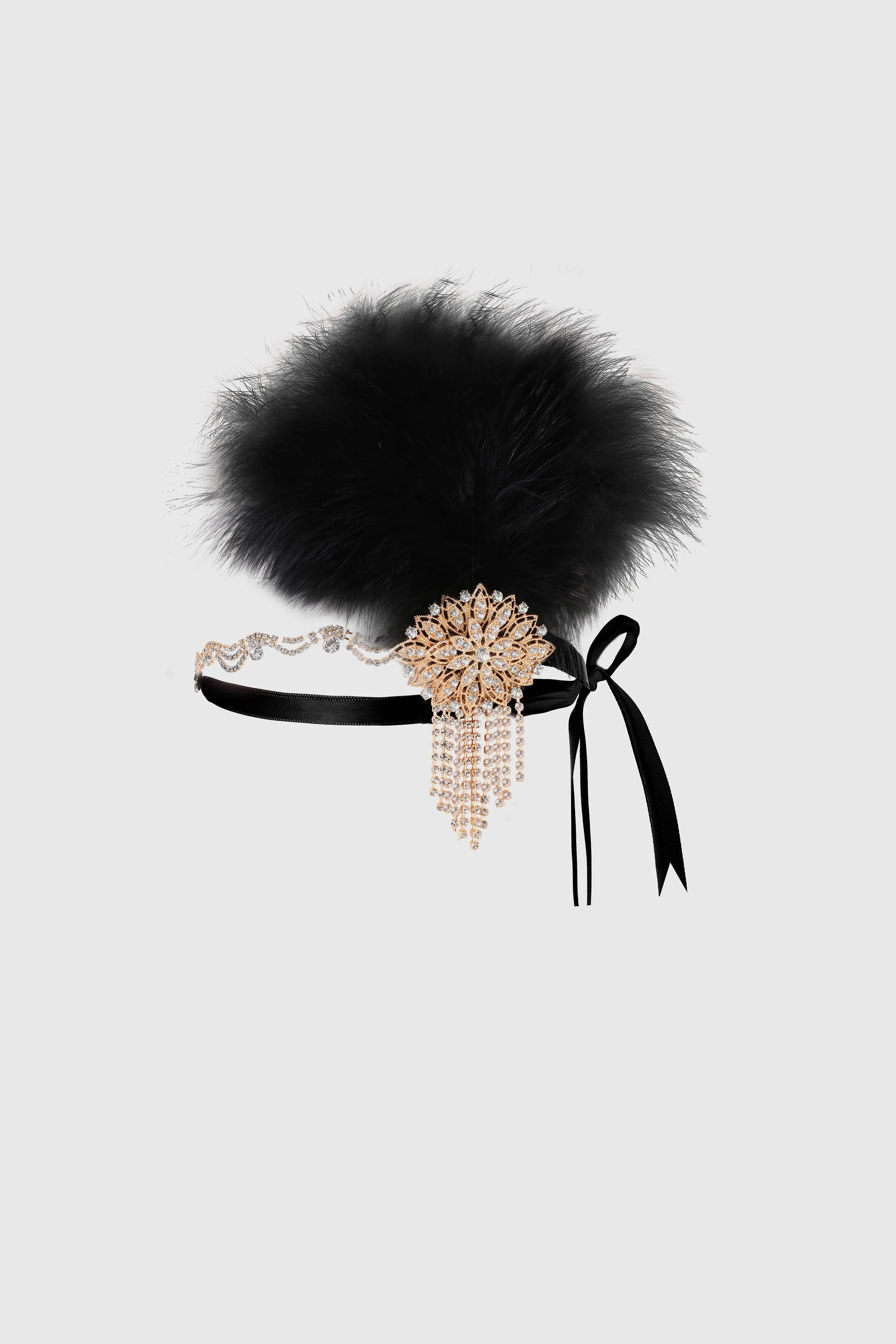 Crystal Studded Ostrich Feather Headpiece sold by BABEYOND