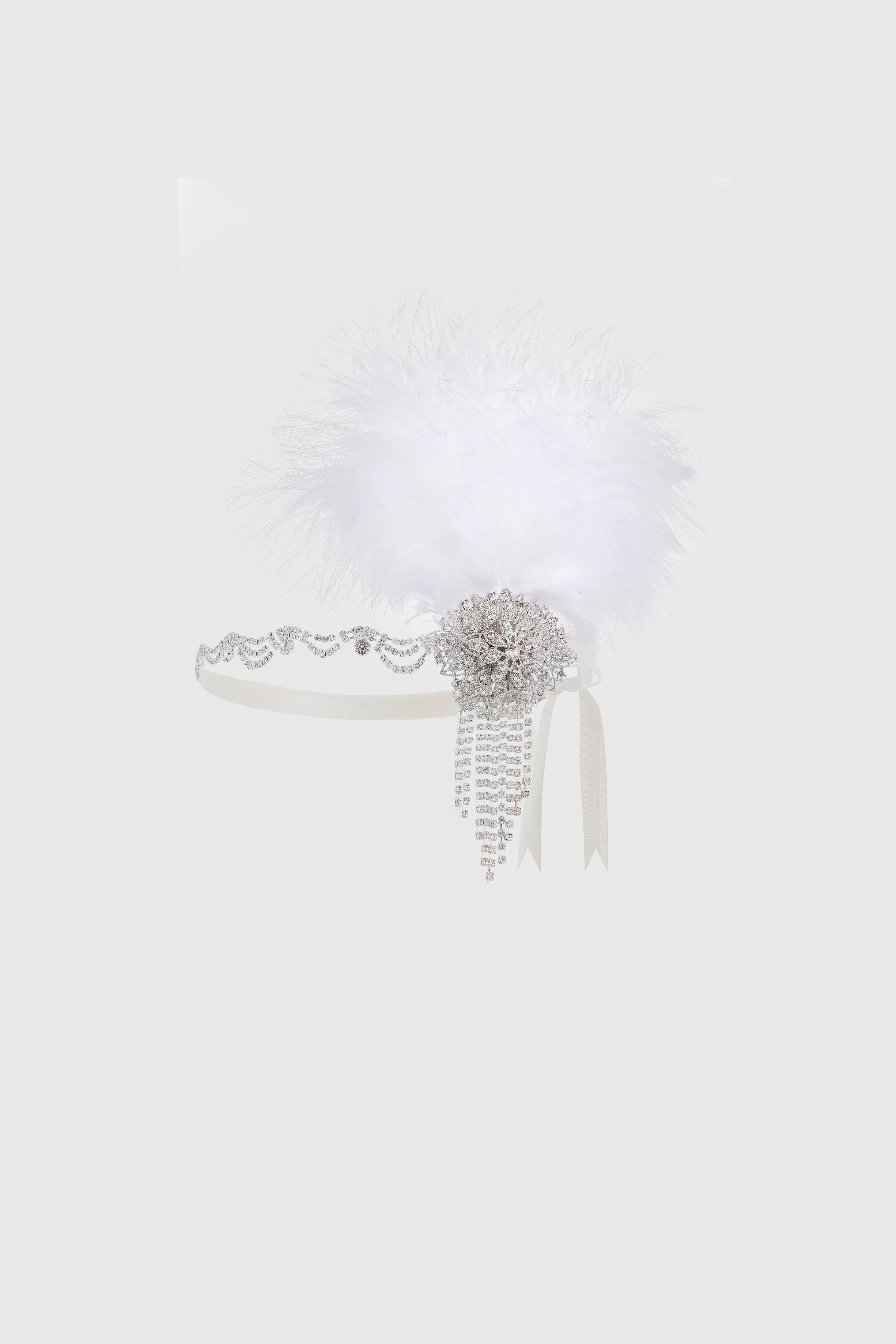 Crystal Studded Ostrich Feather Headpiece sold by BABEYOND product image thumbnail 4