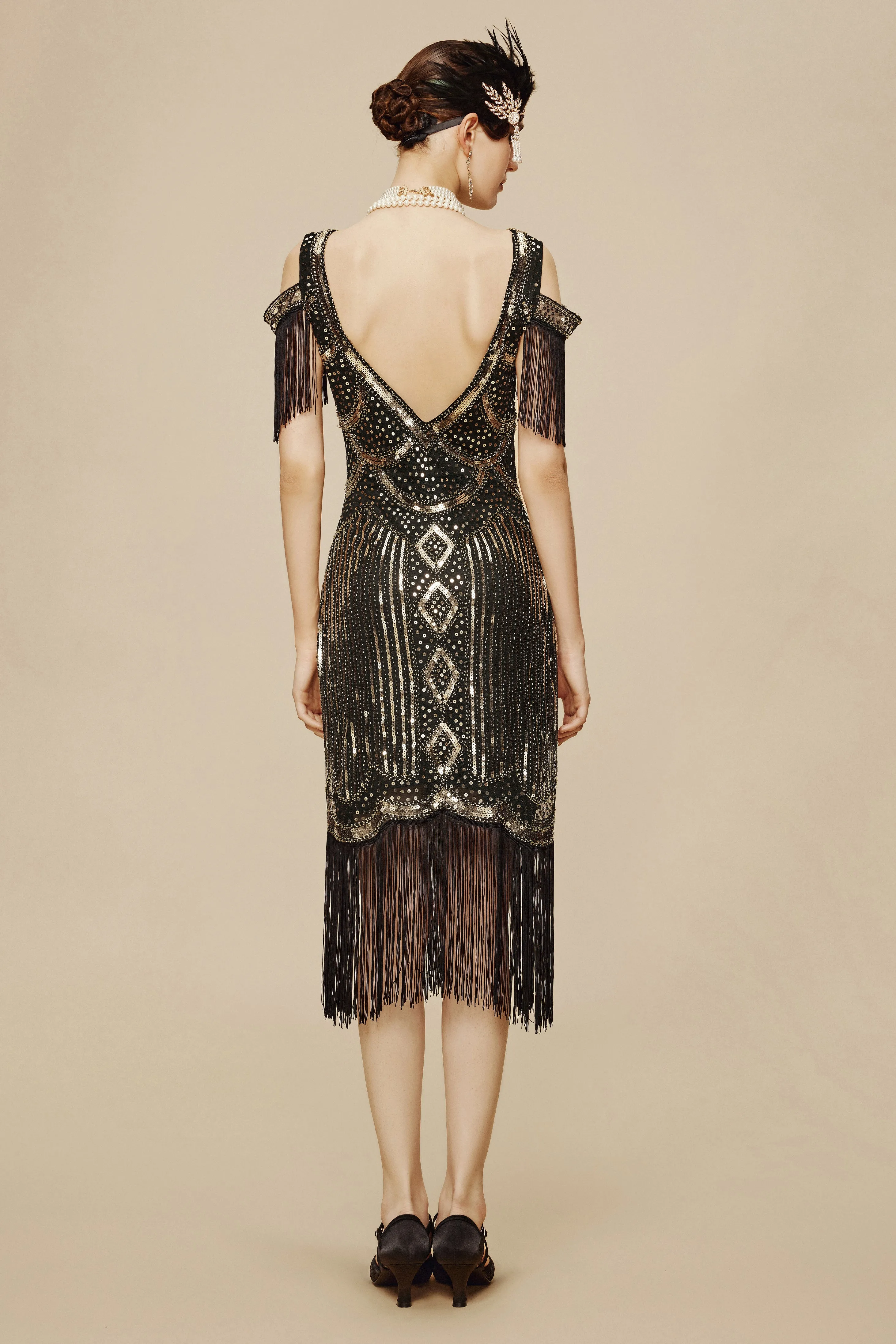 Beaded Off Shoulder Flapper Dress sold by BABEYOND product image thumbnail 2