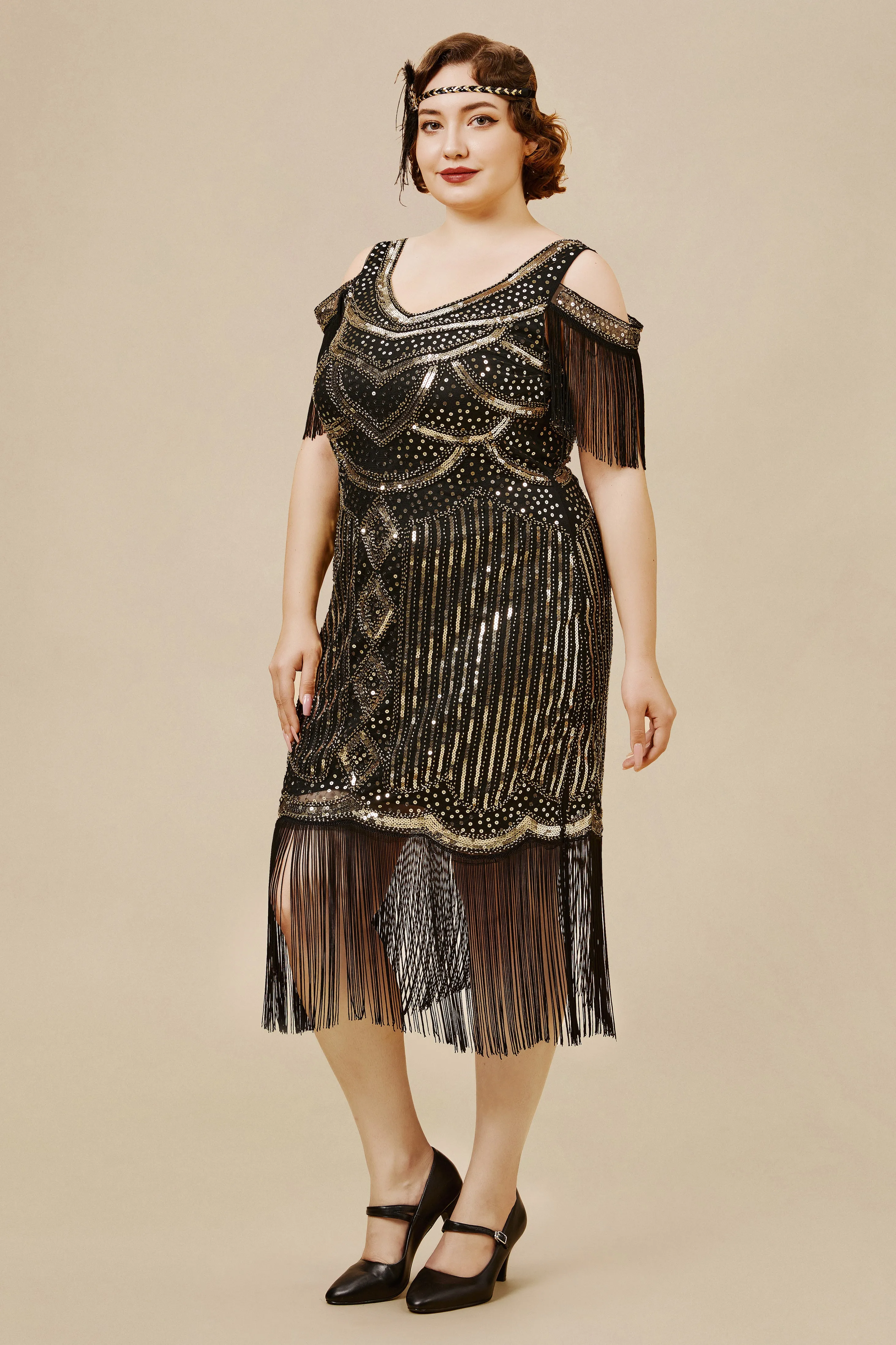Beaded Off Shoulder Flapper Dress sold by BABEYOND product image thumbnail 4