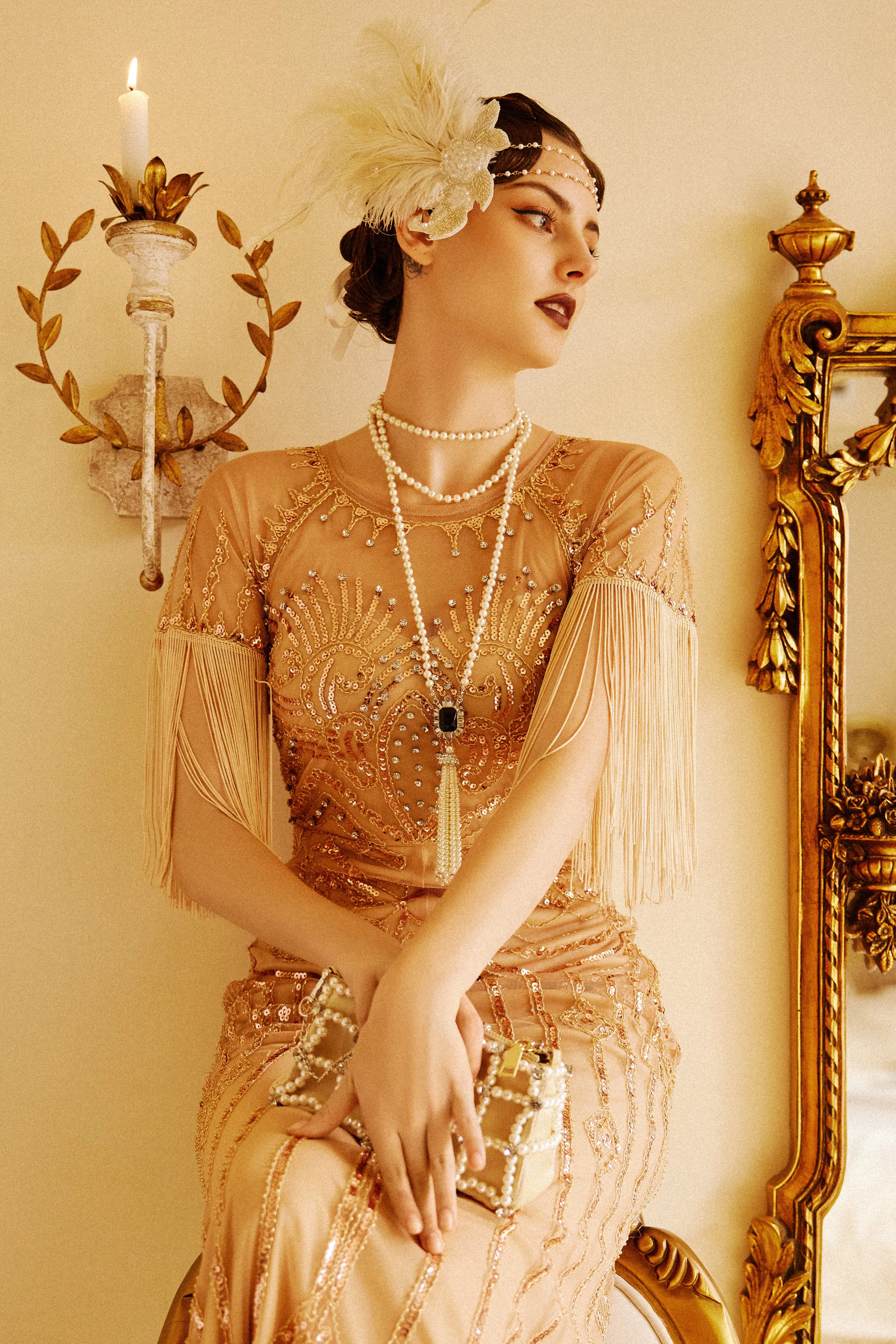 Luxurious Gem Pearl Tassel Necklace sold by BABEYOND product image thumbnail 5